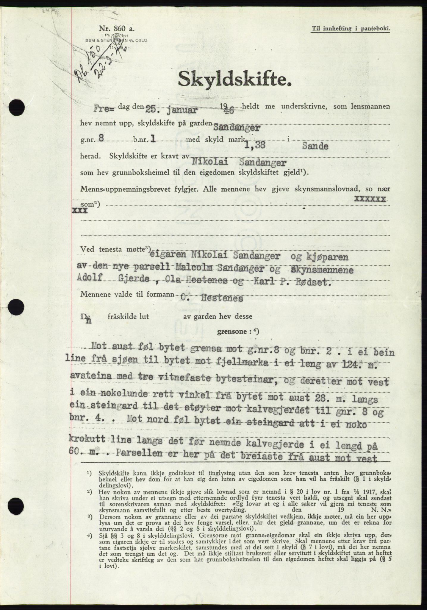 Søre Sunnmøre sorenskriveri, AV/SAT-A-4122/1/2/2C/L0078: Mortgage book no. 4A, 1946-1946, Diary no: : 150/1946