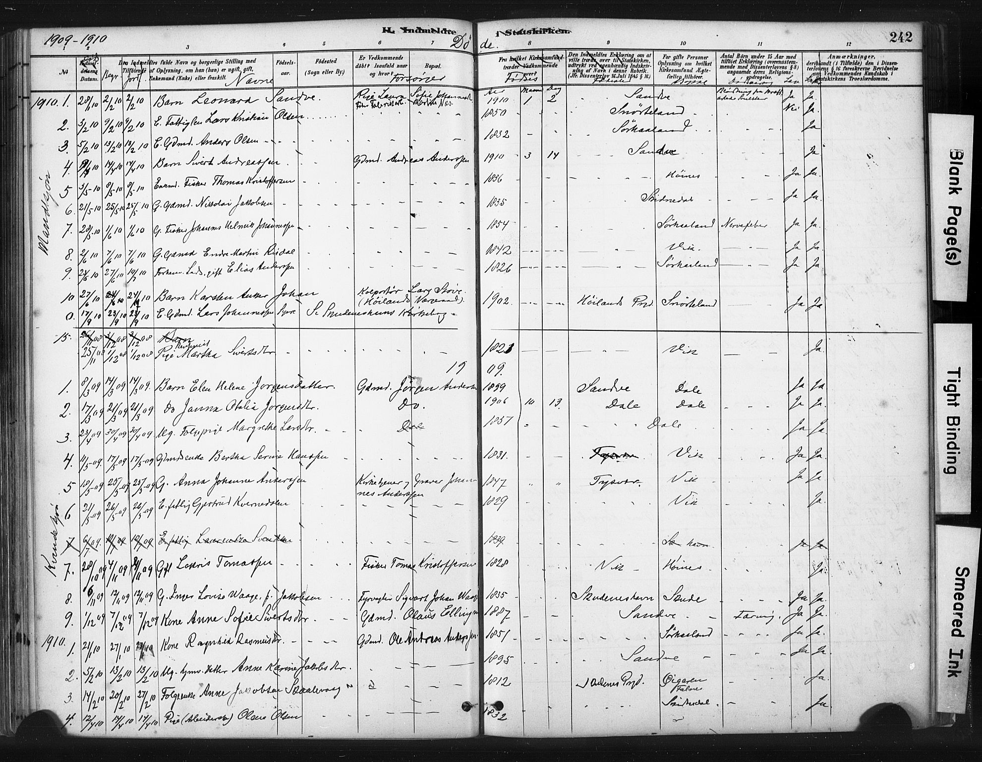 Skudenes sokneprestkontor, AV/SAST-A -101849/H/Ha/Haa/L0009: Parish register (official) no. A 6, 1882-1912, p. 242