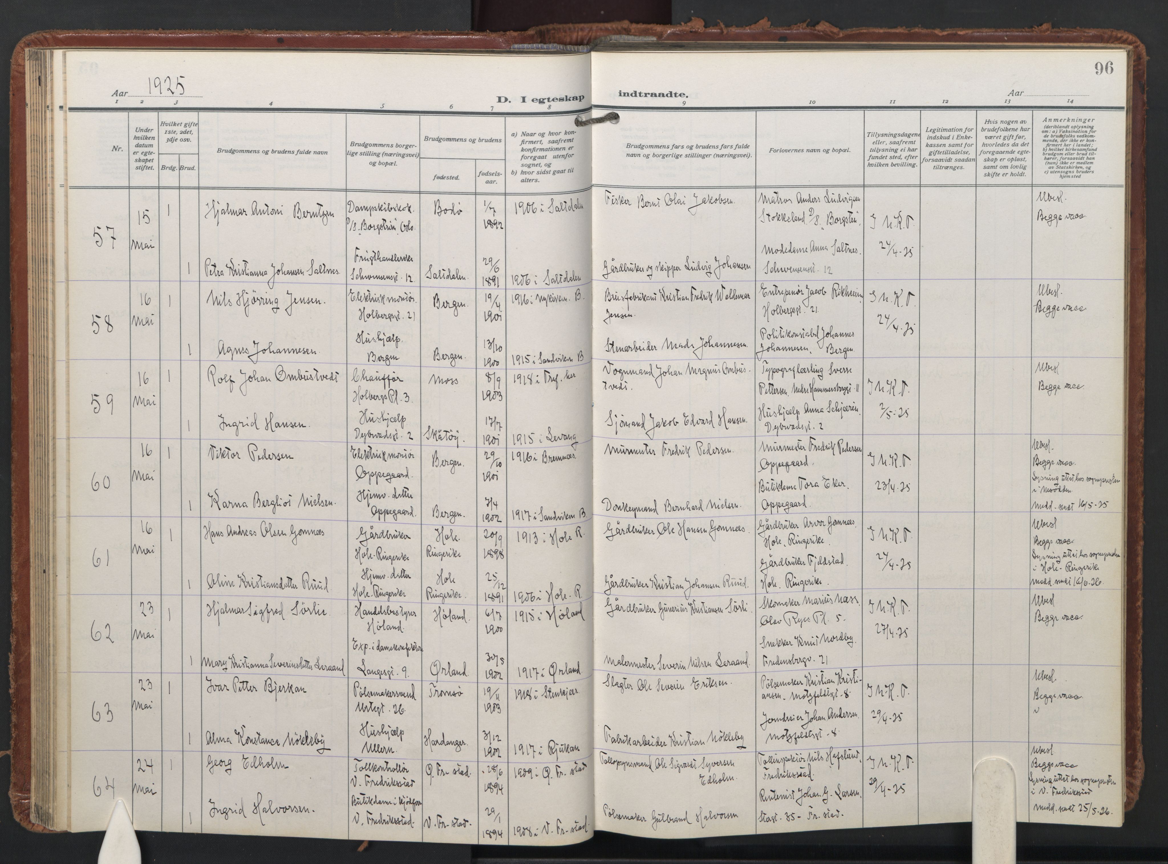 Trefoldighet prestekontor Kirkebøker, AV/SAO-A-10882/F/Fc/L0009: Parish register (official) no. III 9, 1922-1936, p. 96