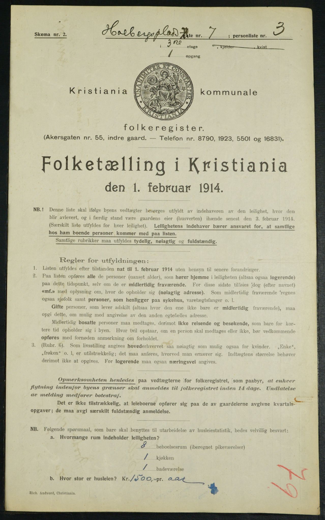 OBA, Municipal Census 1914 for Kristiania, 1914, p. 40683