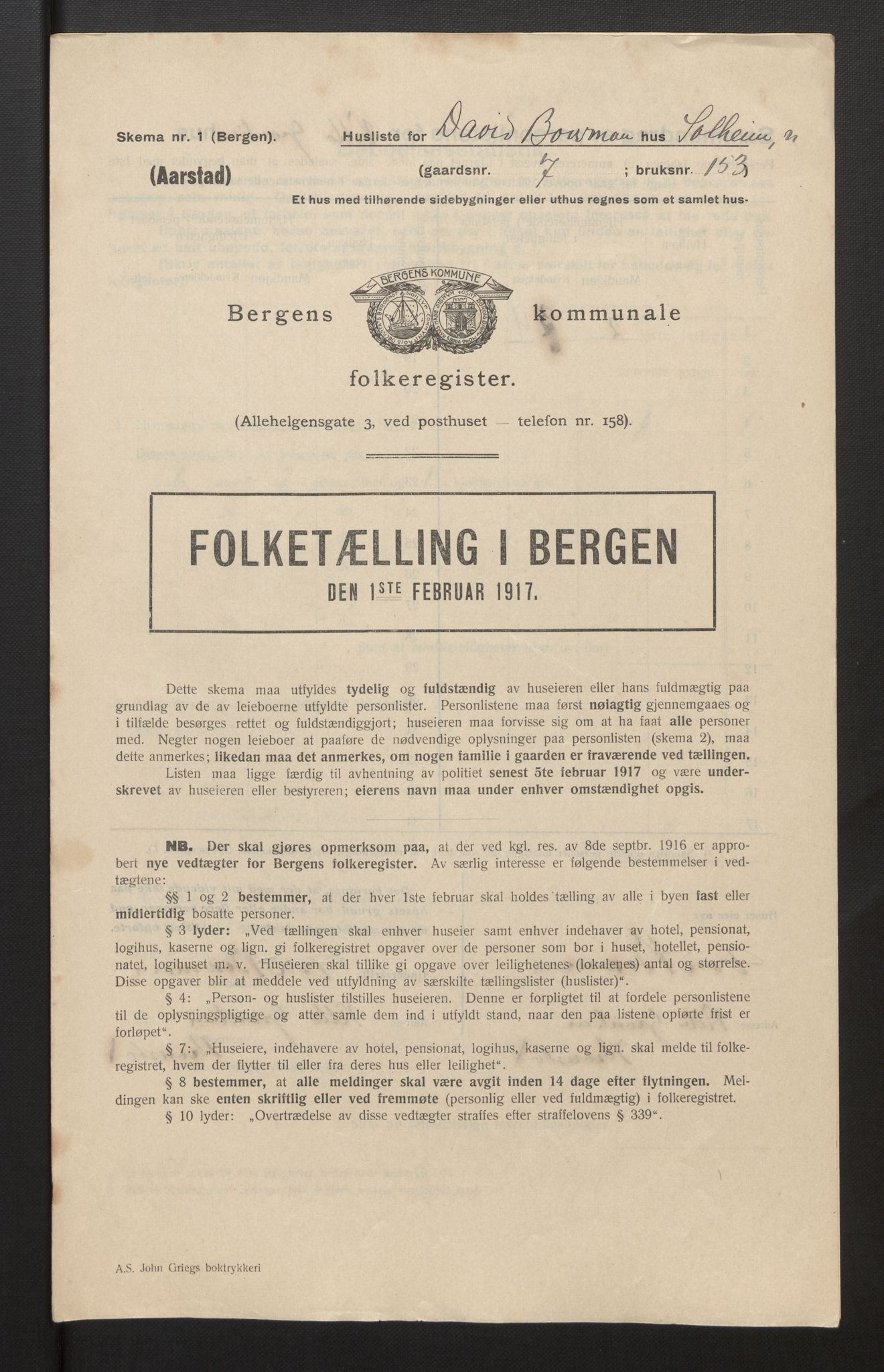 SAB, Municipal Census 1917 for Bergen, 1917, p. 49324