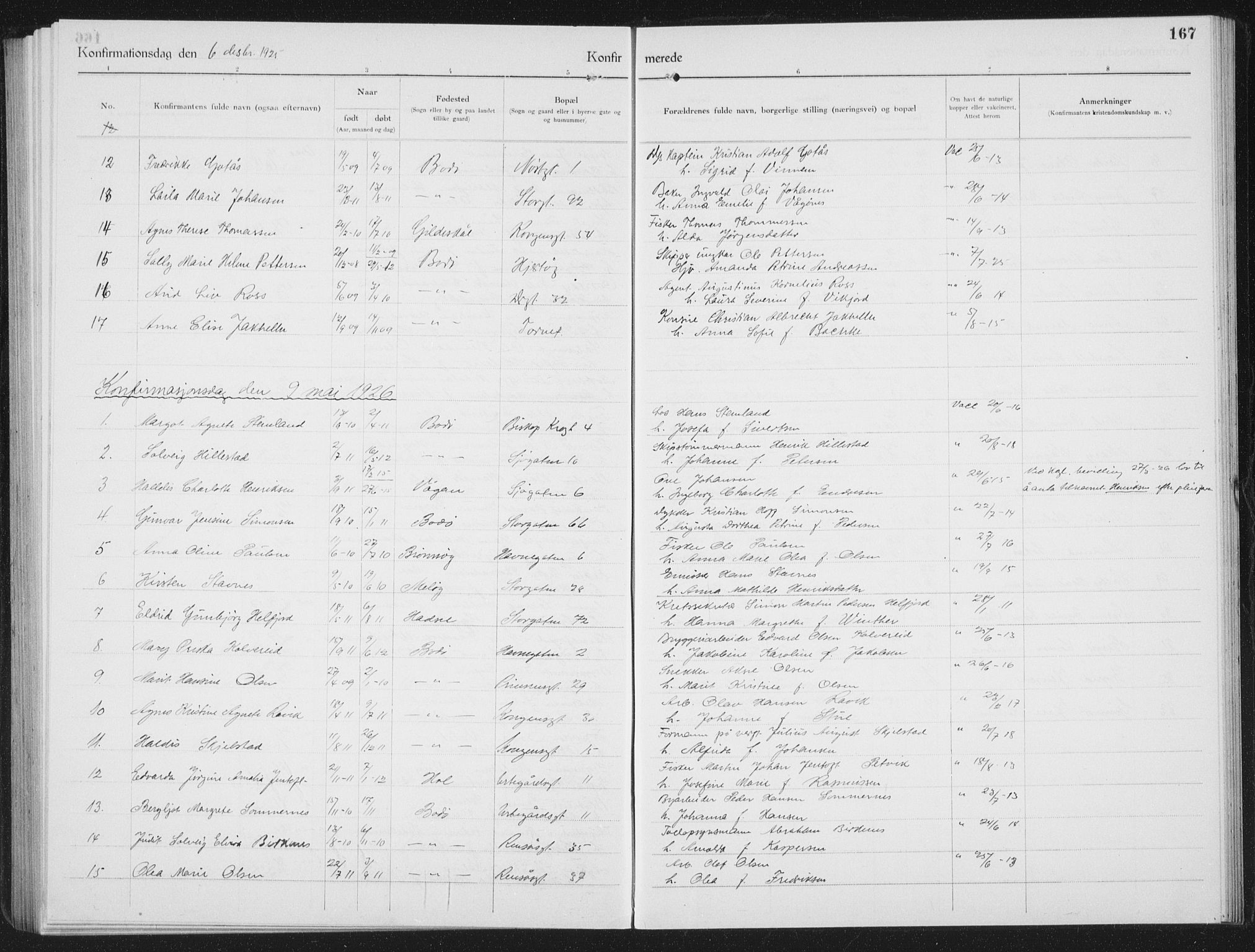 Ministerialprotokoller, klokkerbøker og fødselsregistre - Nordland, SAT/A-1459/801/L0037: Parish register (copy) no. 801C12, 1921-1937, p. 167