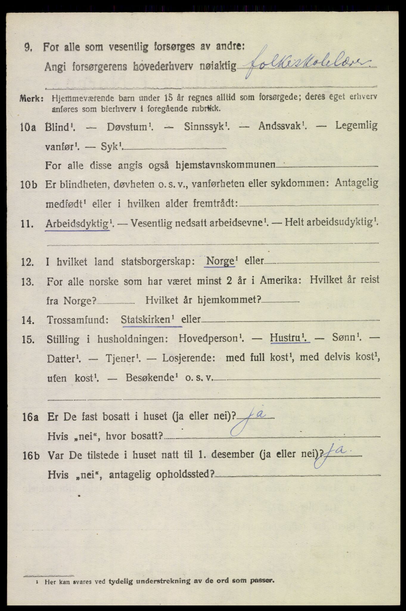 SAH, 1920 census for Vestre Toten, 1920, p. 5539