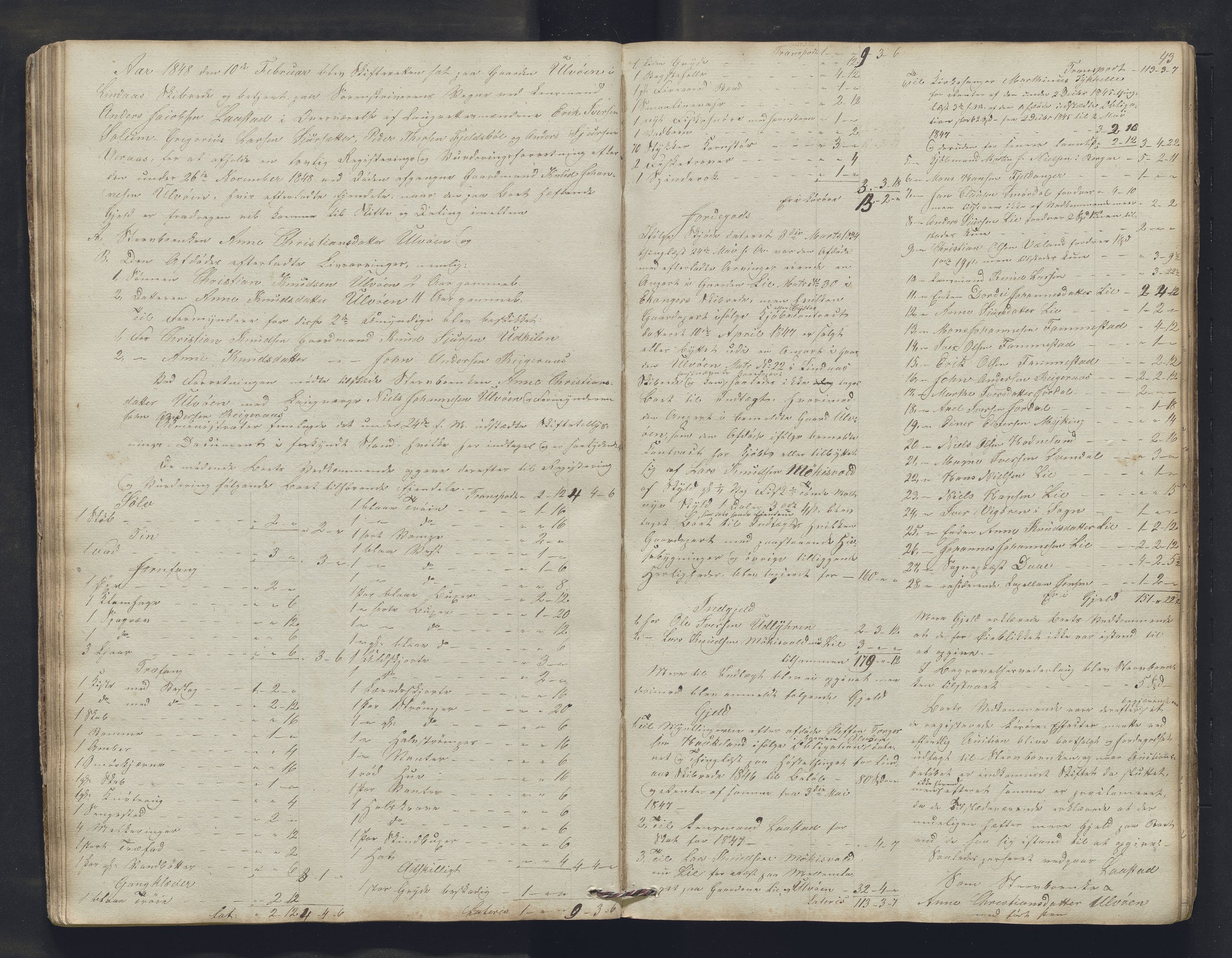 Nordhordland sorenskrivar, AV/SAB-A-2901/1/H/Hb/L0015: Registreringsprotokollar, 1846-1850, p. 43