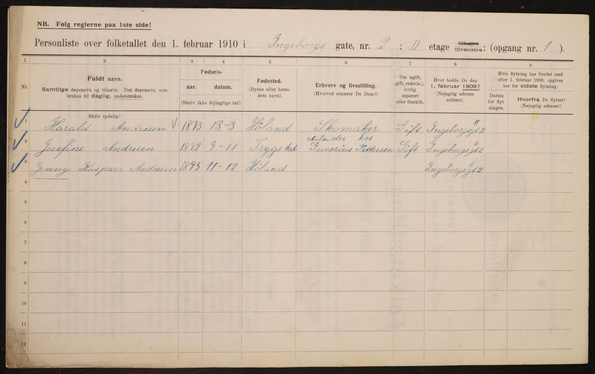 OBA, Municipal Census 1910 for Kristiania, 1910, p. 42769