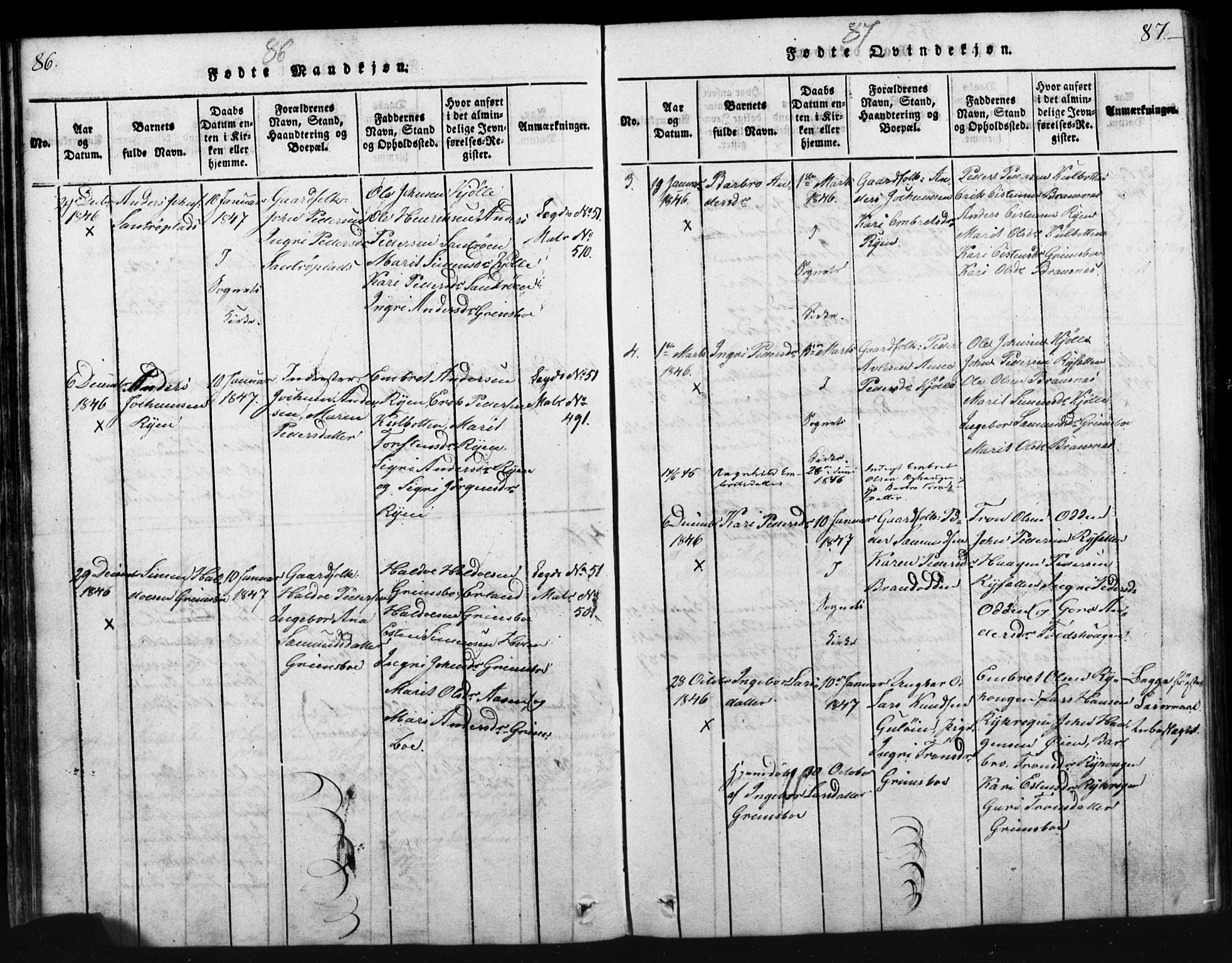 Tynset prestekontor, SAH/PREST-058/H/Ha/Hab/L0003: Parish register (copy) no. 3, 1814-1862, p. 86-87