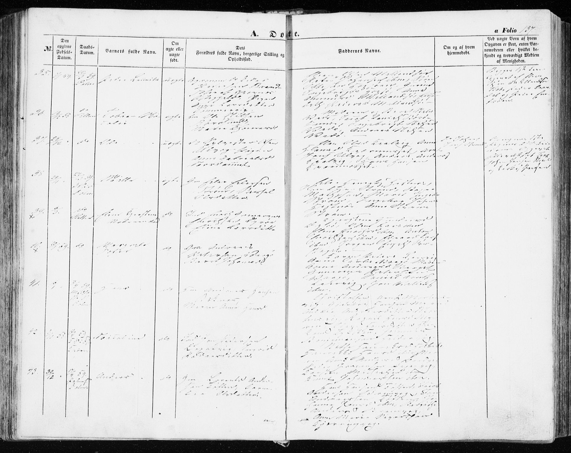 Ministerialprotokoller, klokkerbøker og fødselsregistre - Sør-Trøndelag, SAT/A-1456/634/L0530: Parish register (official) no. 634A06, 1852-1860, p. 137