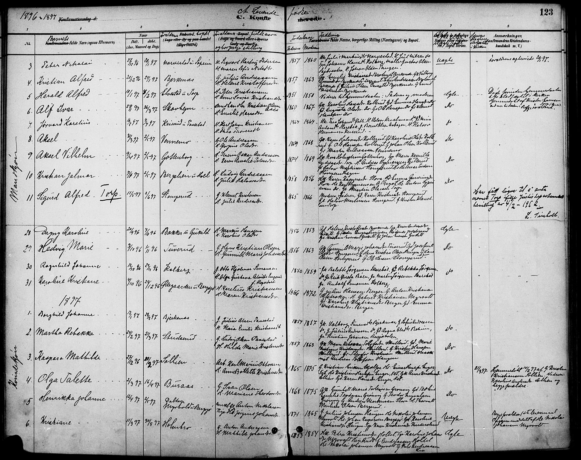 Høland prestekontor Kirkebøker, AV/SAO-A-10346a/F/Fb/L0001: Parish register (official) no. II 1, 1880-1897, p. 123