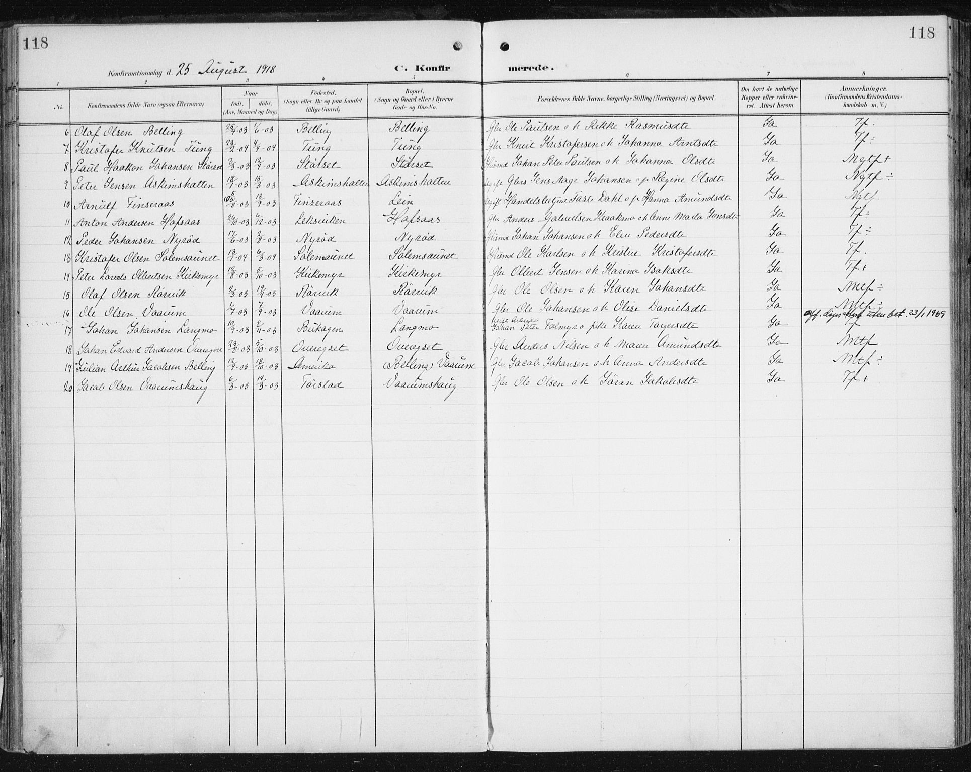 Ministerialprotokoller, klokkerbøker og fødselsregistre - Sør-Trøndelag, SAT/A-1456/646/L0616: Parish register (official) no. 646A14, 1900-1918, p. 118