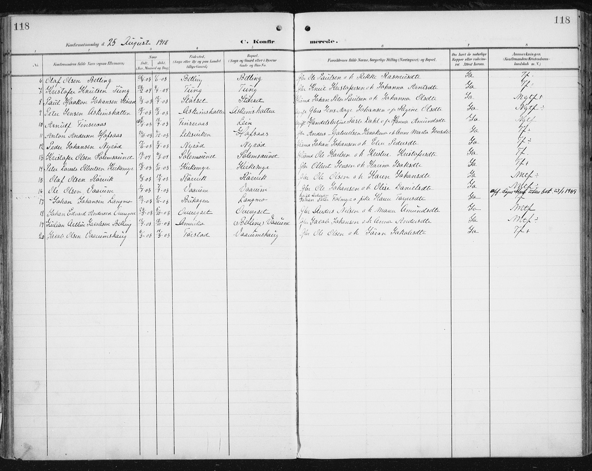 Ministerialprotokoller, klokkerbøker og fødselsregistre - Sør-Trøndelag, AV/SAT-A-1456/646/L0616: Parish register (official) no. 646A14, 1900-1918, p. 118