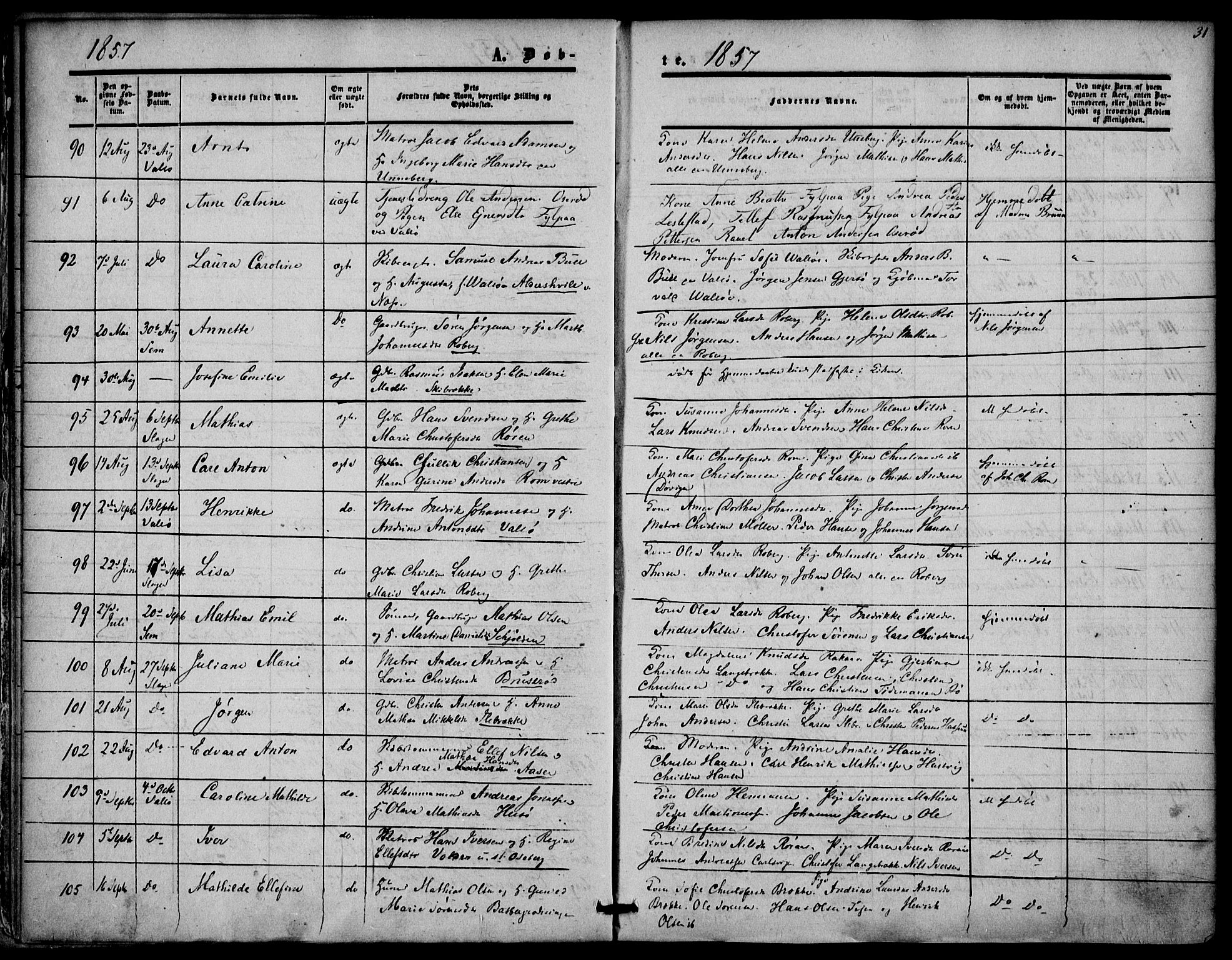 Sem kirkebøker, AV/SAKO-A-5/F/Fa/L0007: Parish register (official) no. I 7, 1856-1865, p. 31