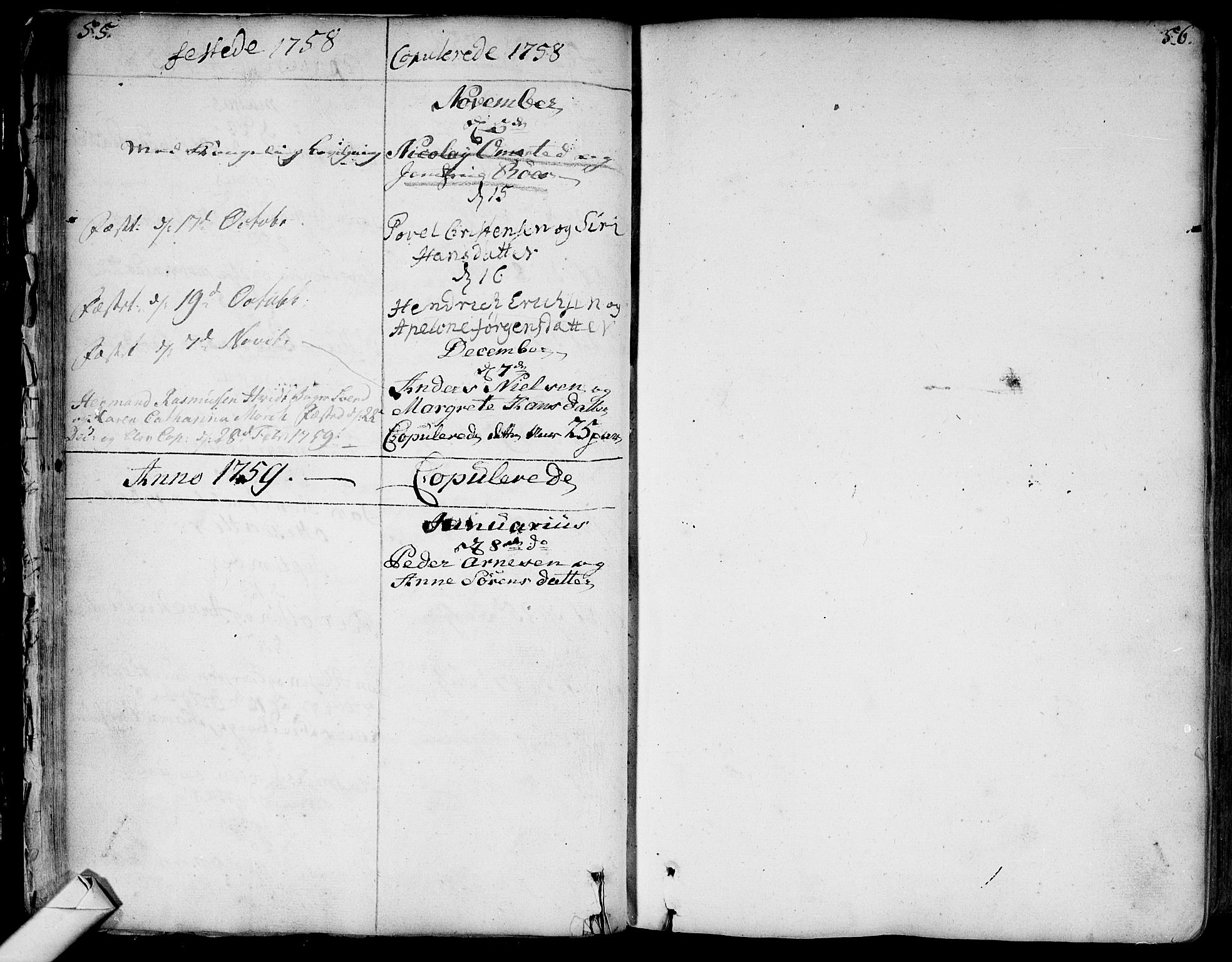 Bragernes kirkebøker, SAKO/A-6/F/Fa/L0004: Parish register (official) no. I 4, 1734-1759, p. 55-56