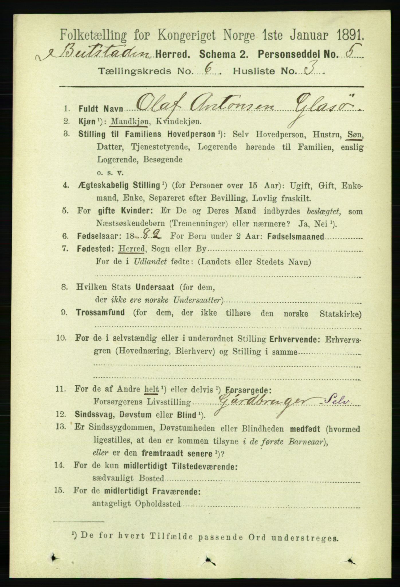 RA, 1891 census for 1727 Beitstad, 1891, p. 1551