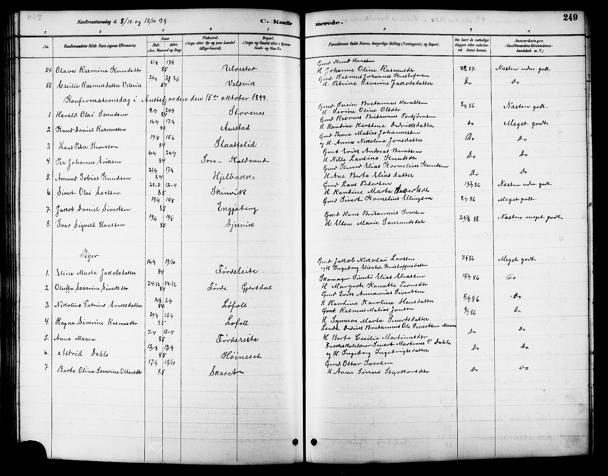 Ministerialprotokoller, klokkerbøker og fødselsregistre - Møre og Romsdal, AV/SAT-A-1454/511/L0158: Parish register (copy) no. 511C04, 1884-1903, p. 249