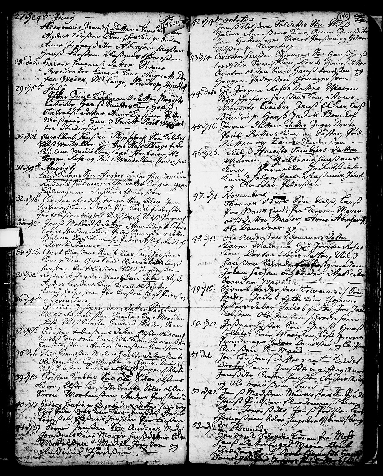 Skien kirkebøker, SAKO/A-302/F/Fa/L0002: Parish register (official) no. 2, 1716-1757, p. 140