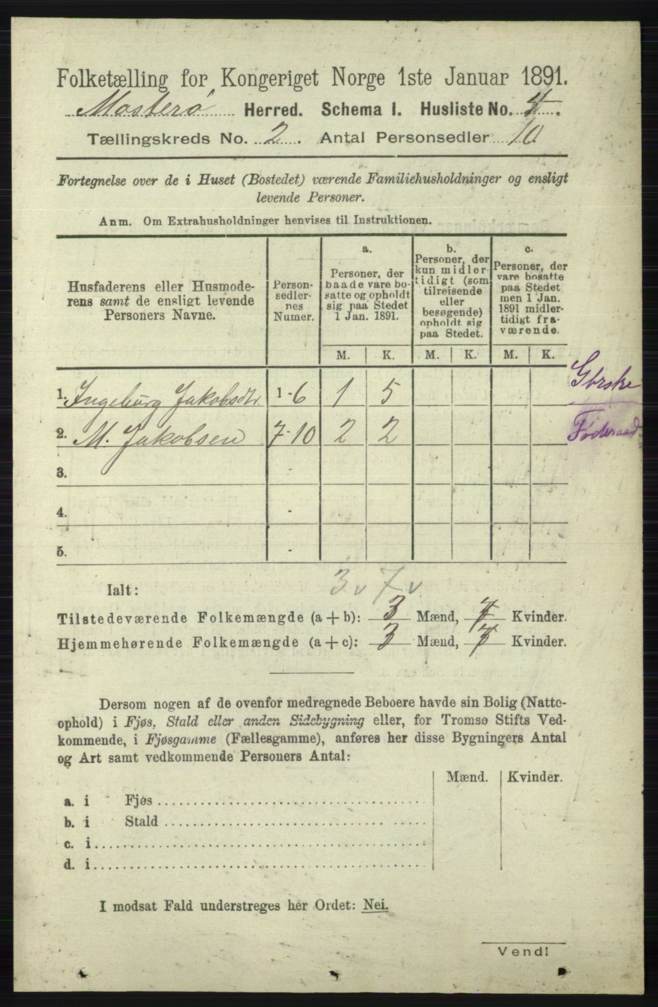 RA, 1891 census for 1143 Mosterøy, 1891, p. 573