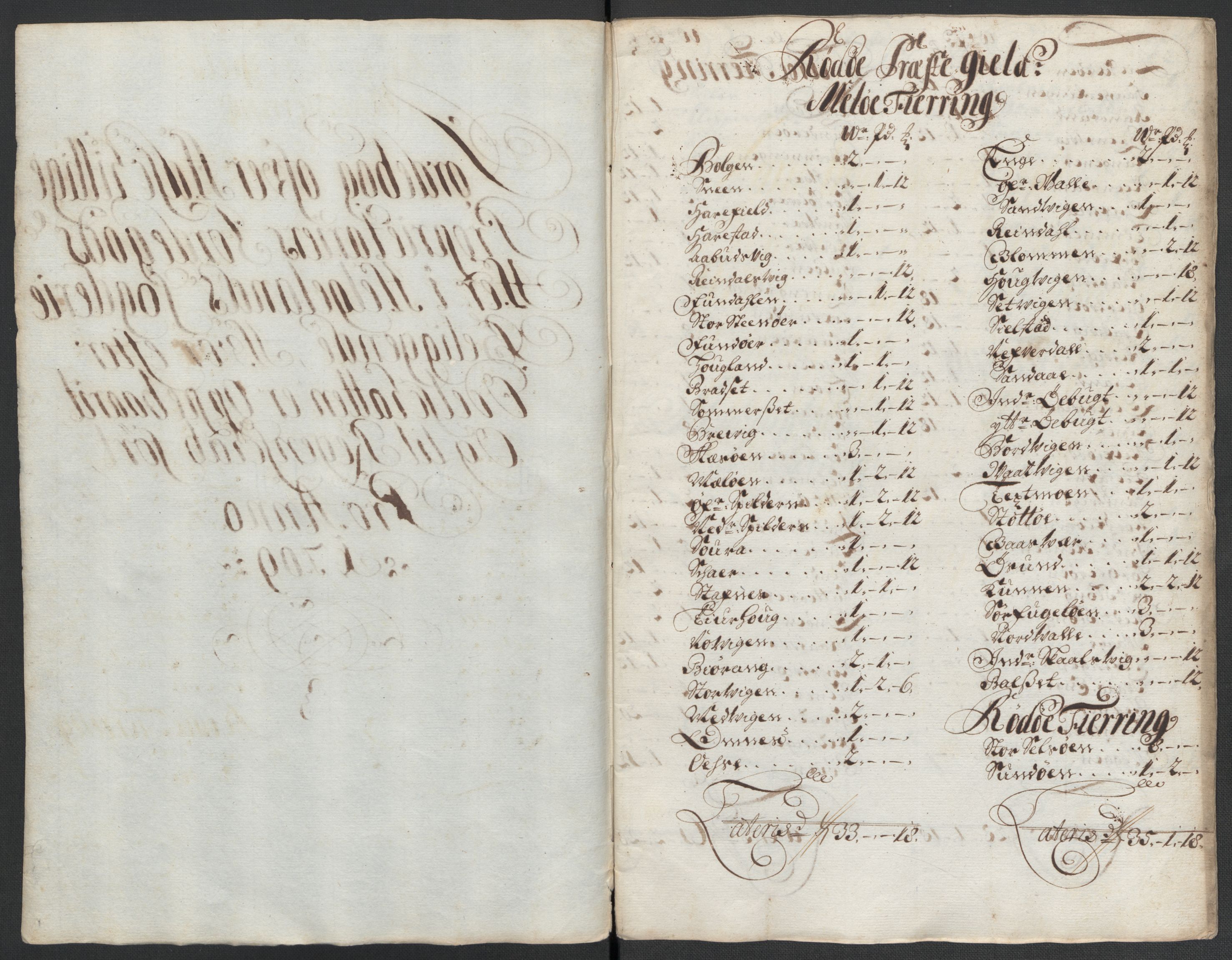 Rentekammeret inntil 1814, Reviderte regnskaper, Fogderegnskap, RA/EA-4092/R65/L4510: Fogderegnskap Helgeland, 1708-1709, p. 224