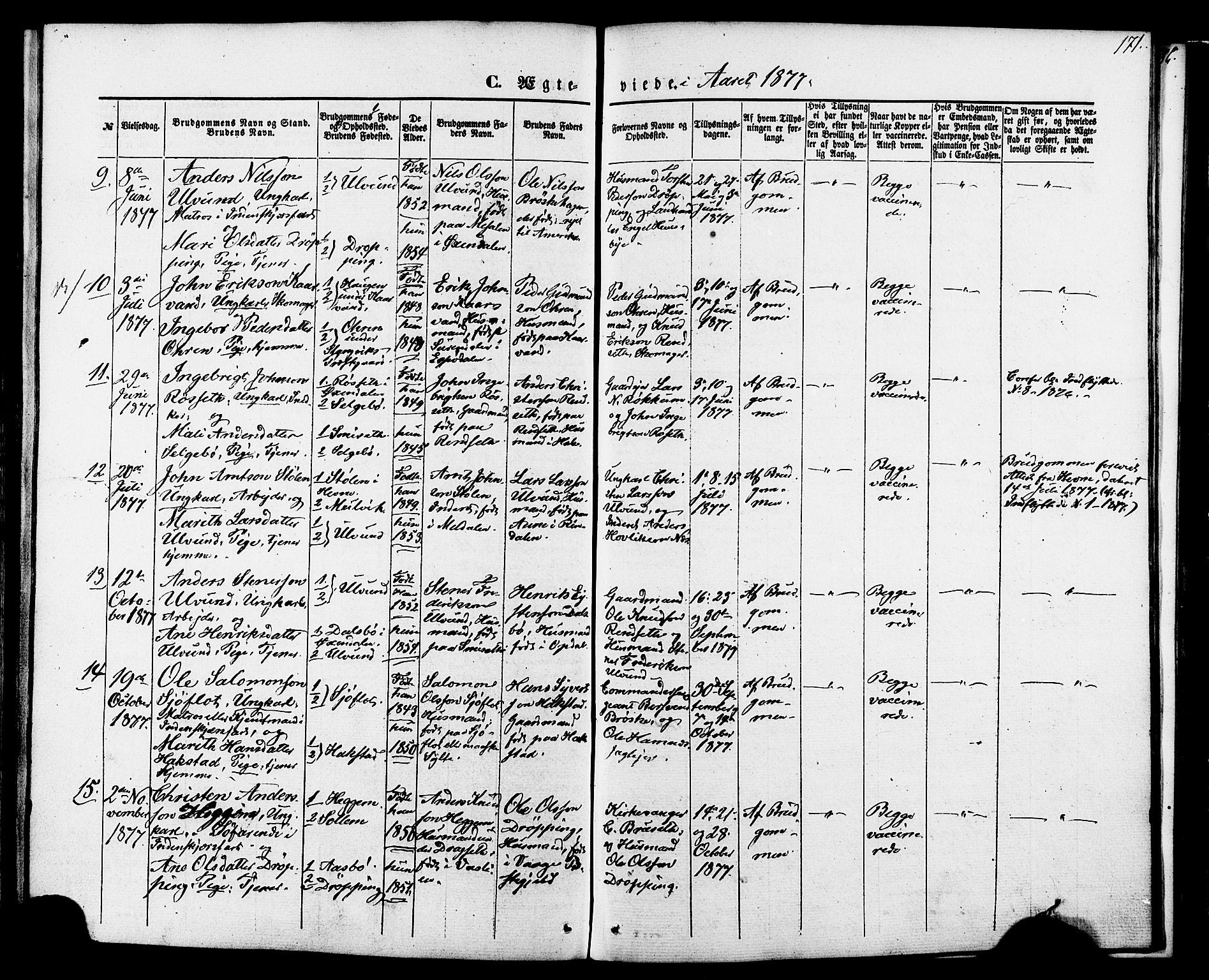 Ministerialprotokoller, klokkerbøker og fødselsregistre - Møre og Romsdal, AV/SAT-A-1454/592/L1027: Parish register (official) no. 592A05, 1865-1878, p. 171