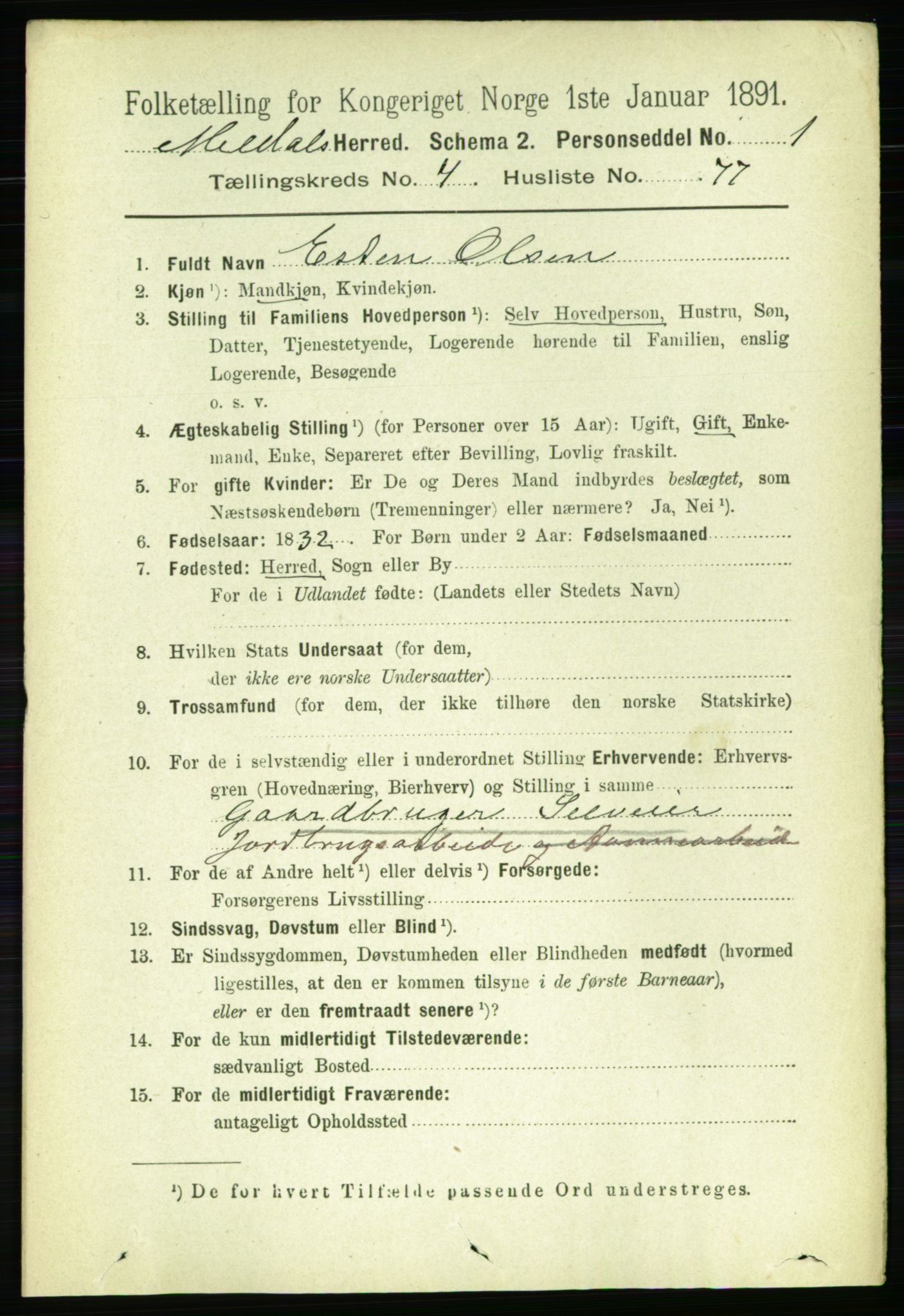 RA, 1891 census for 1636 Meldal, 1891, p. 2460