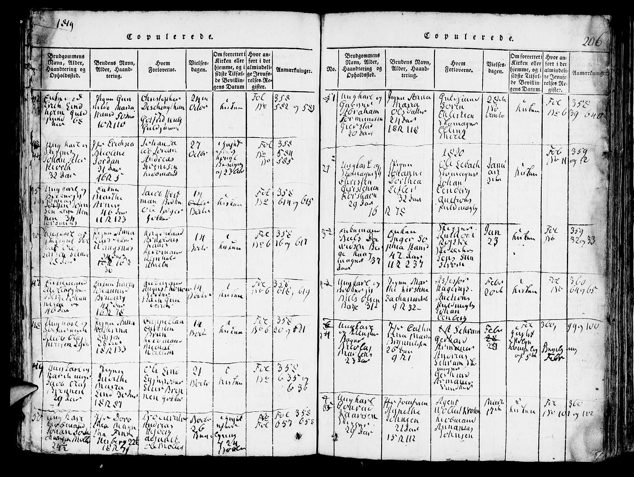 Domkirken sokneprestembete, AV/SAB-A-74801/H/Hab/L0001: Parish register (copy) no. A 1, 1816-1821, p. 206