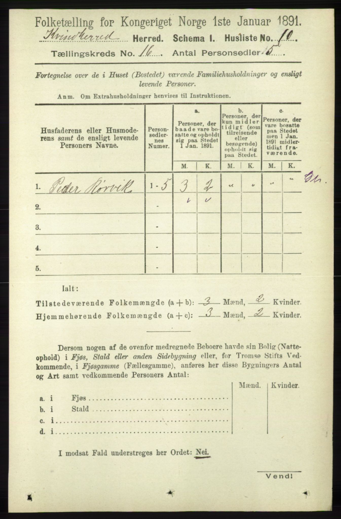 RA, 1891 census for 1224 Kvinnherad, 1891, p. 5383