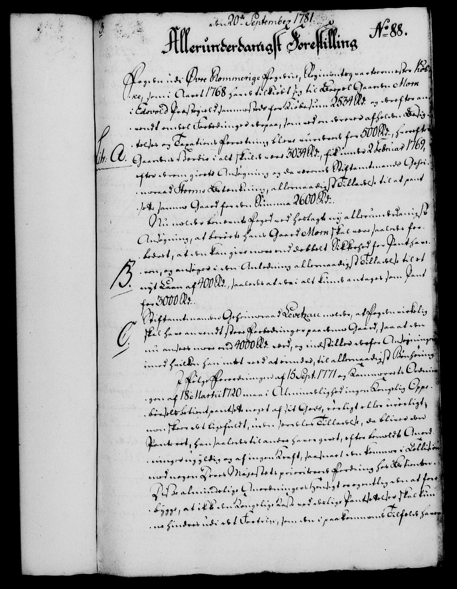Rentekammeret, Kammerkanselliet, RA/EA-3111/G/Gf/Gfa/L0063: Norsk relasjons- og resolusjonsprotokoll (merket RK 52.63), 1781, p. 999