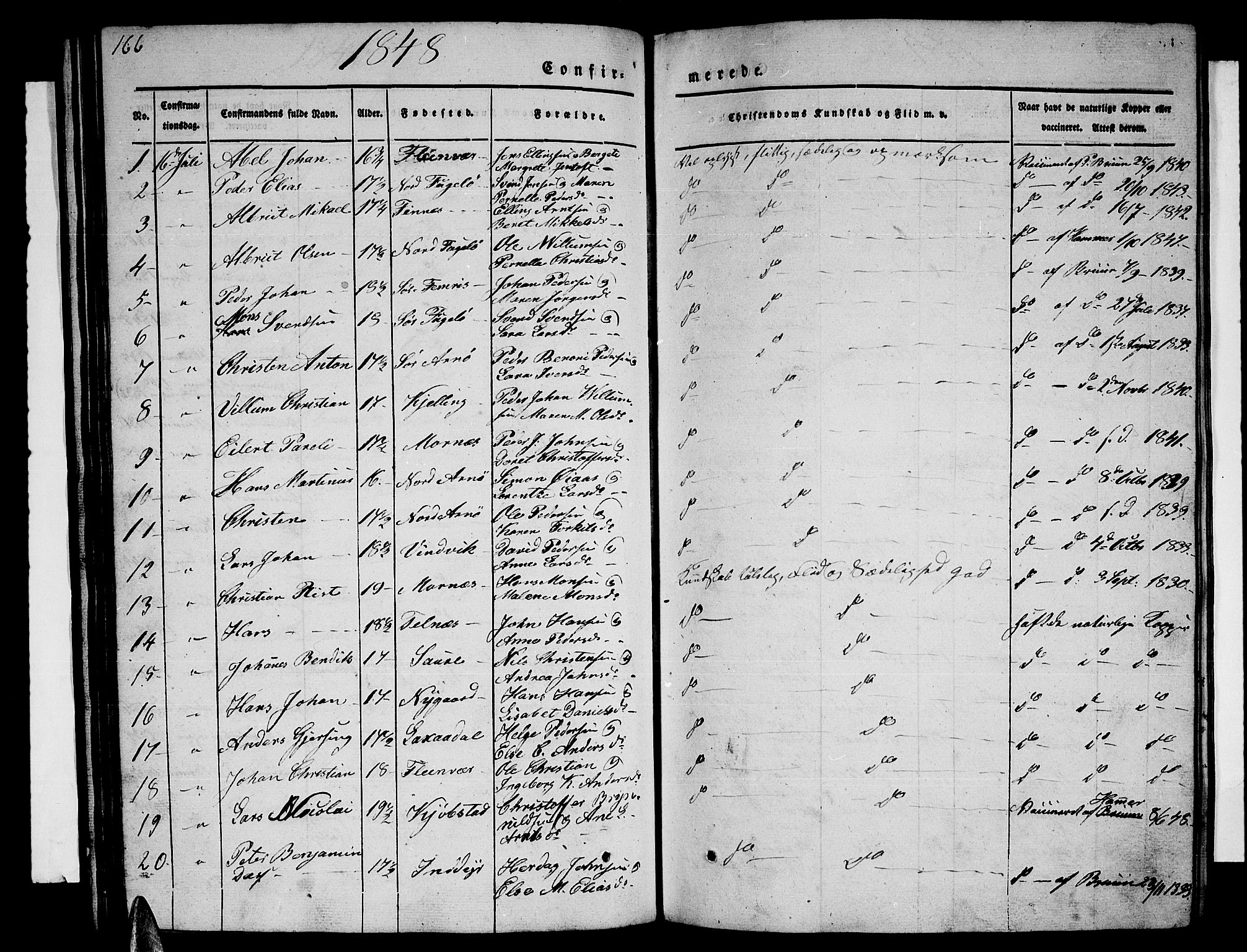 Ministerialprotokoller, klokkerbøker og fødselsregistre - Nordland, AV/SAT-A-1459/805/L0106: Parish register (copy) no. 805C02, 1841-1861, p. 166