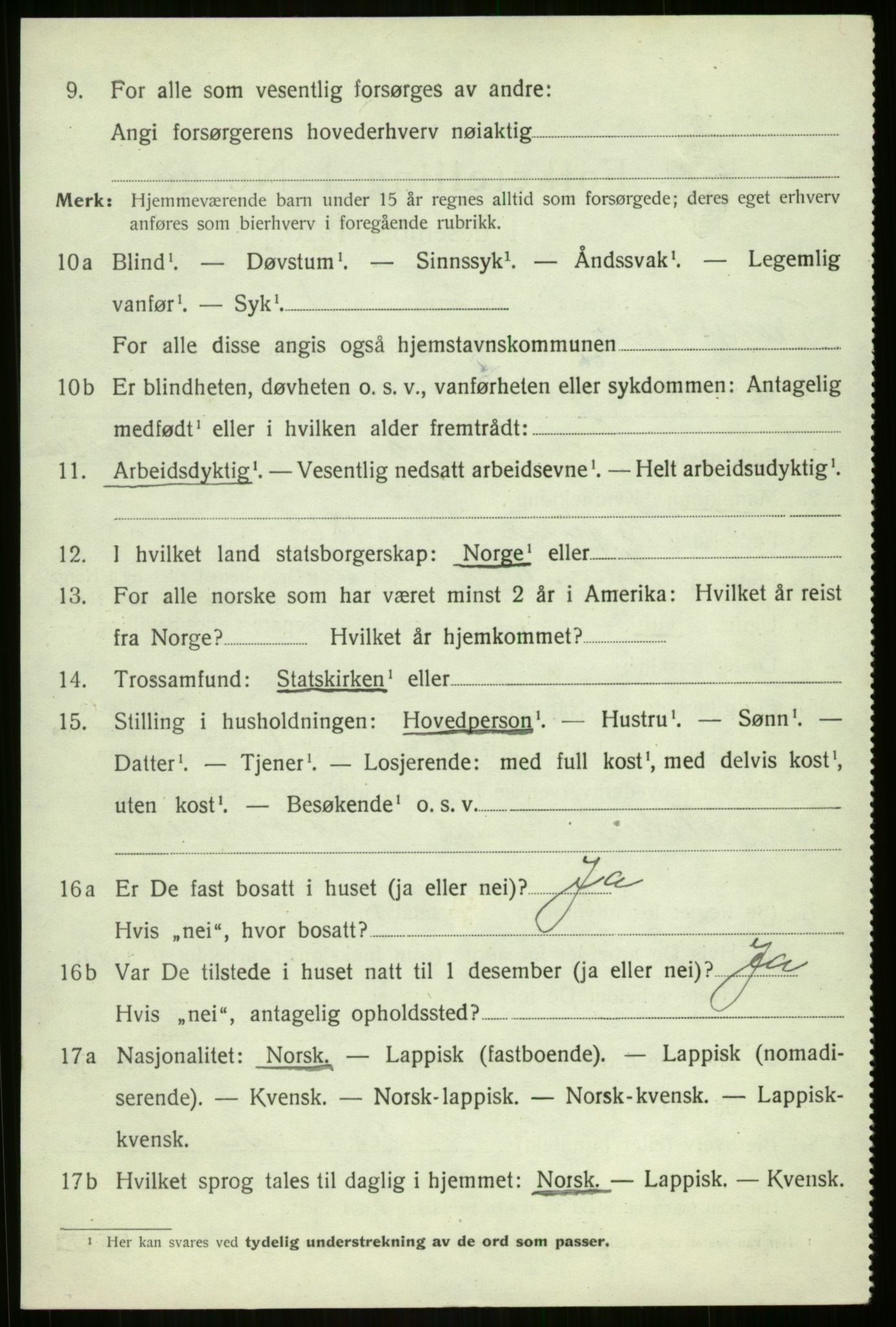 SATØ, 1920 census for Berg, 1920, p. 2731