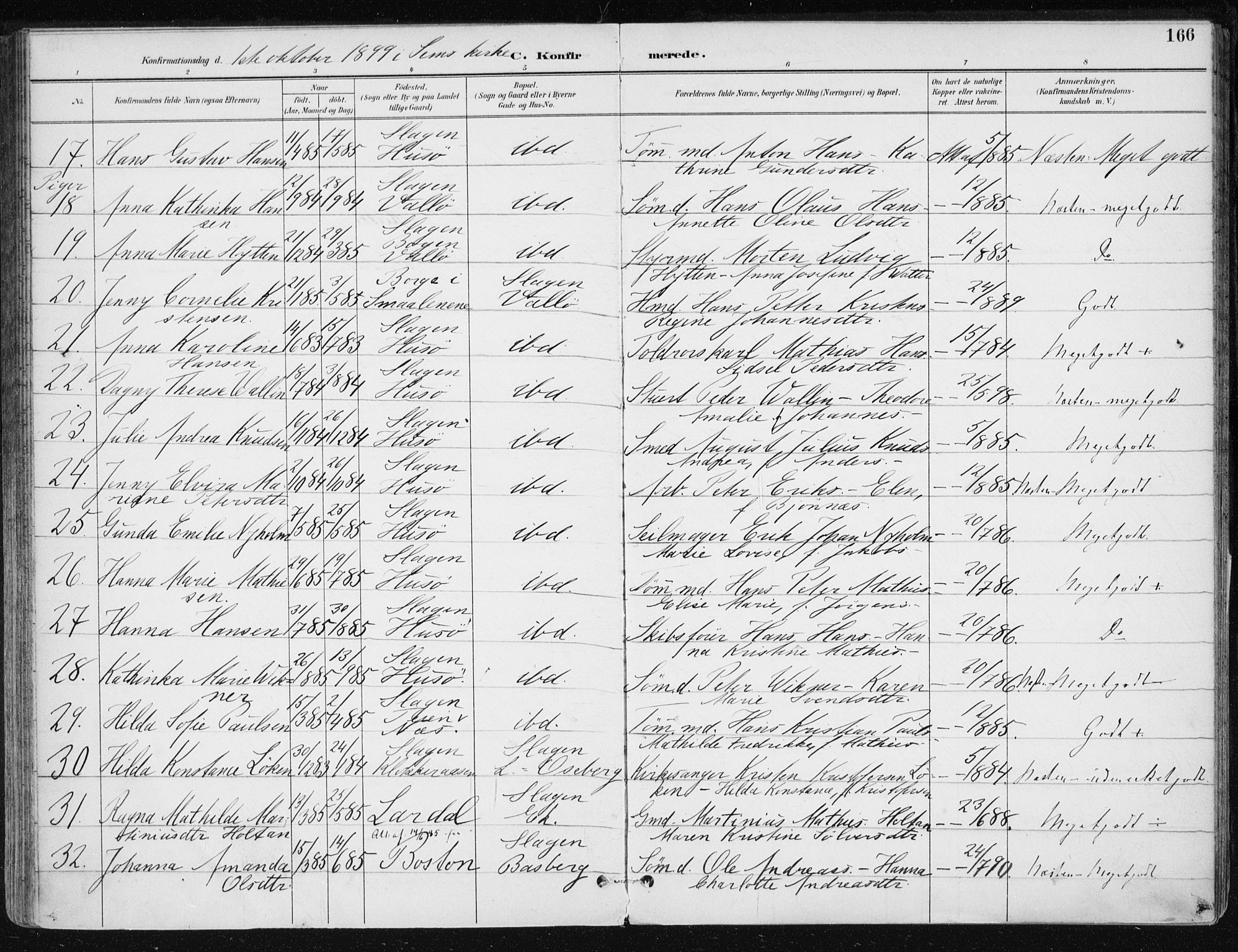 Sem kirkebøker, AV/SAKO-A-5/F/Fb/L0005: Parish register (official) no. II 5, 1892-1904, p. 166