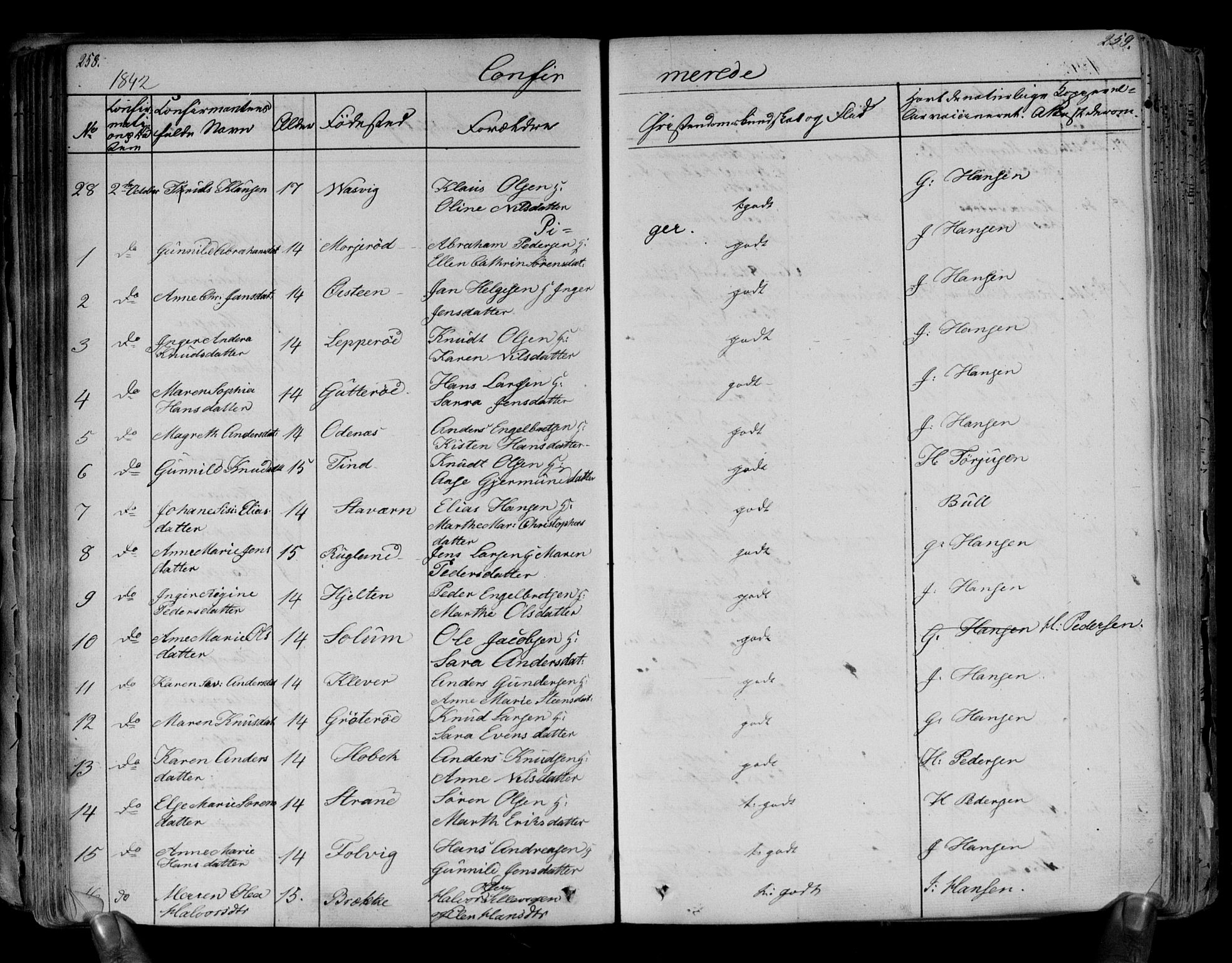 Brunlanes kirkebøker, AV/SAKO-A-342/F/Fa/L0003: Parish register (official) no. I 3, 1834-1845, p. 258-259