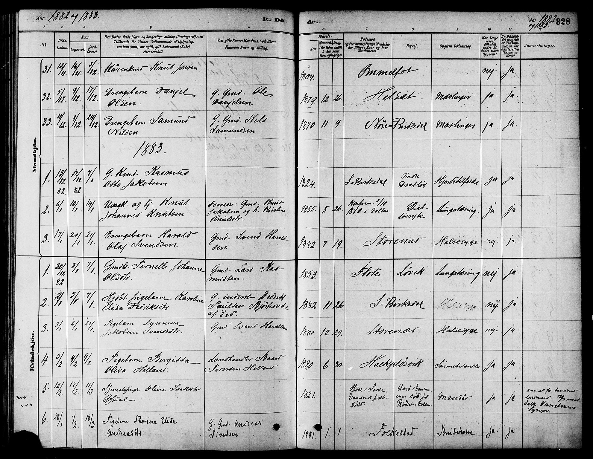 Ministerialprotokoller, klokkerbøker og fødselsregistre - Møre og Romsdal, AV/SAT-A-1454/511/L0141: Parish register (official) no. 511A08, 1878-1890, p. 328