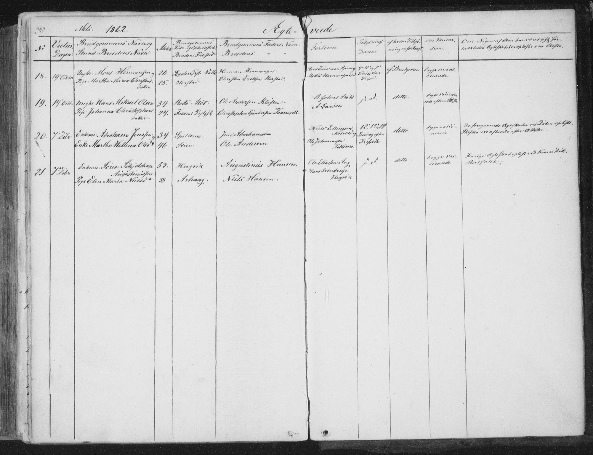 Ministerialprotokoller, klokkerbøker og fødselsregistre - Nordland, AV/SAT-A-1459/841/L0604: Parish register (official) no. 841A09 /2, 1845-1862, p. 340