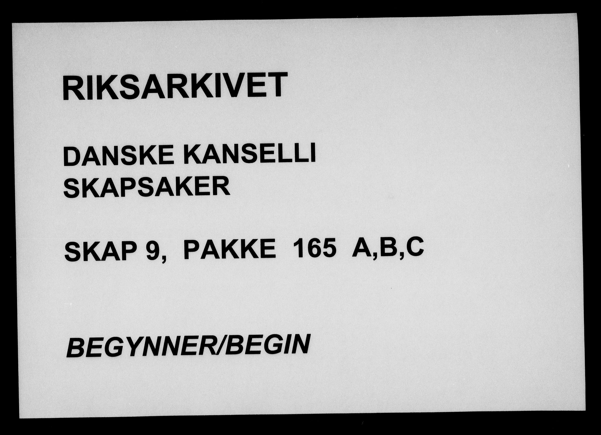 Danske Kanselli, Skapsaker, AV/RA-EA-4061/F/L0030: Skap 9, pakke 165A-C, 1772, p. 1