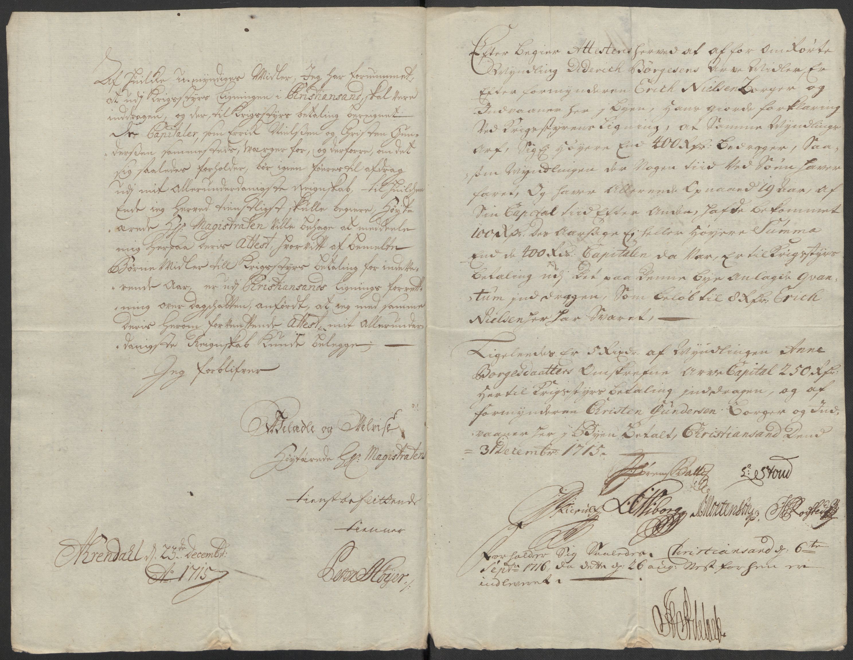 Rentekammeret inntil 1814, Reviderte regnskaper, Fogderegnskap, AV/RA-EA-4092/R39/L2323: Fogderegnskap Nedenes, 1715, p. 123