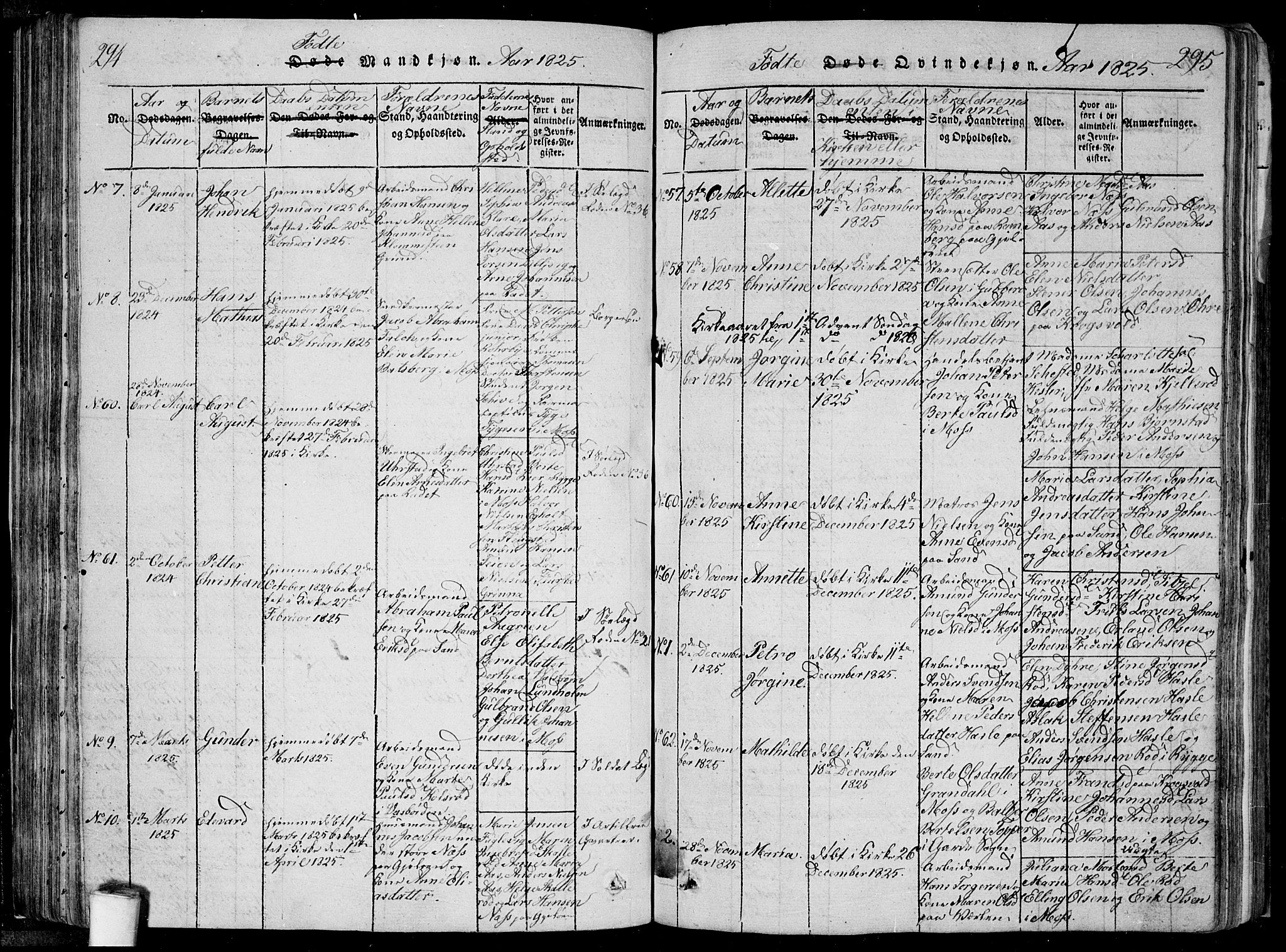 Moss prestekontor Kirkebøker, SAO/A-2003/F/Fa/L0005: Parish register (official) no. I 5, 1814-1828, p. 294-295