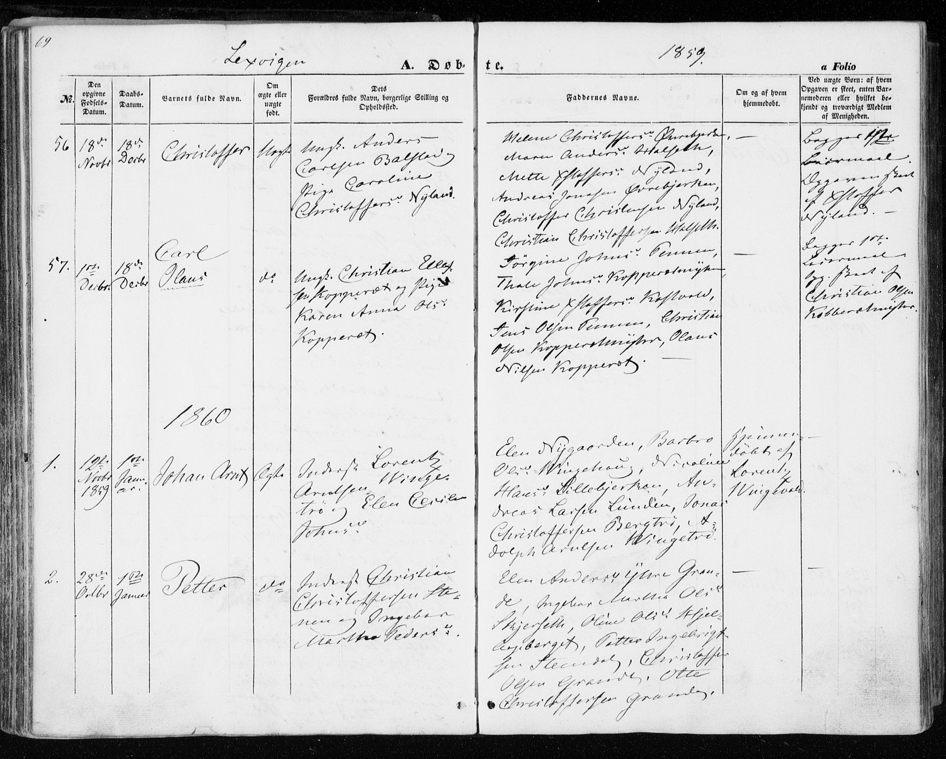 Ministerialprotokoller, klokkerbøker og fødselsregistre - Nord-Trøndelag, SAT/A-1458/701/L0008: Parish register (official) no. 701A08 /1, 1854-1863, p. 69