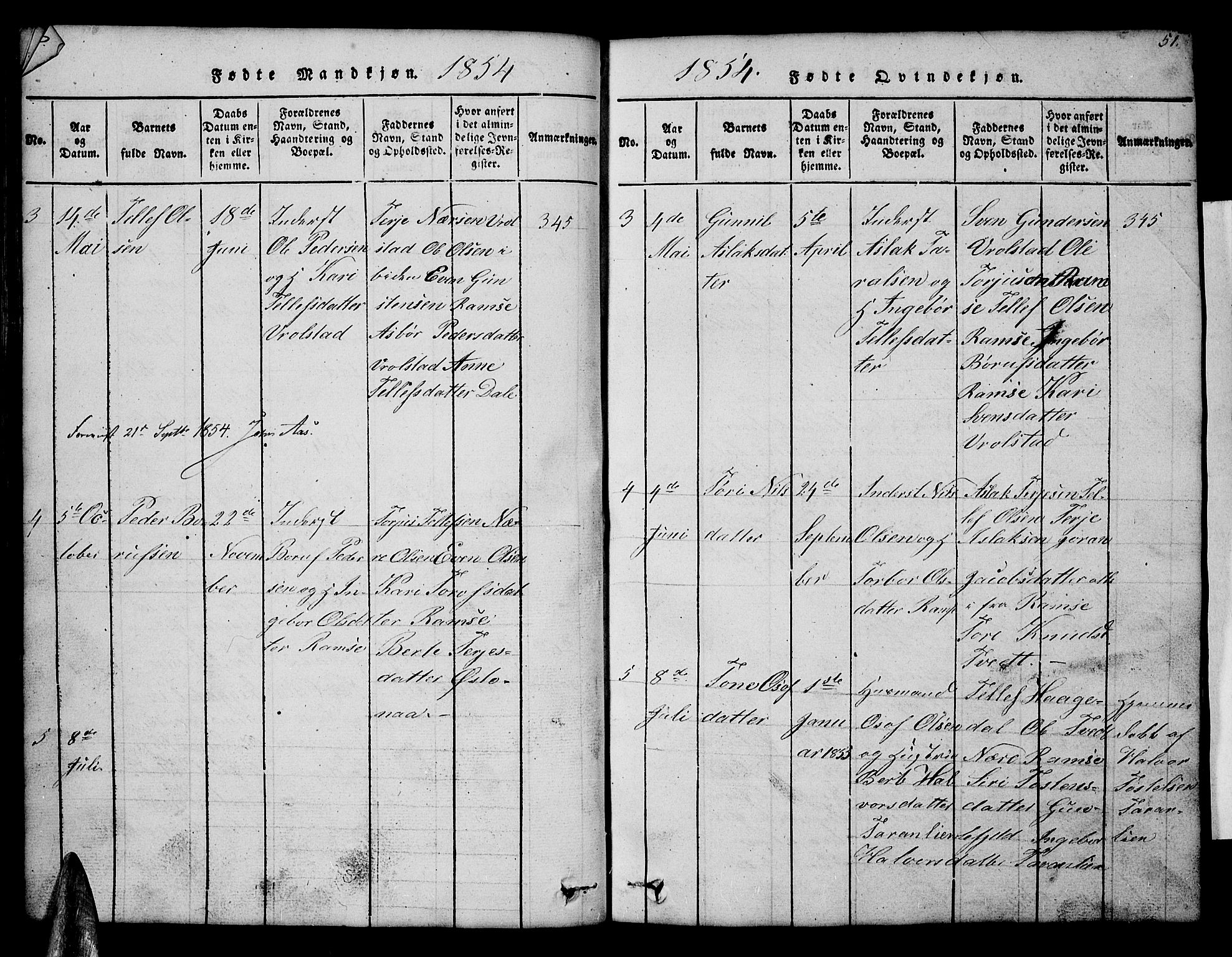 Åmli sokneprestkontor, AV/SAK-1111-0050/F/Fb/Fbb/L0001: Parish register (copy) no. B 1, 1816-1889, p. 51