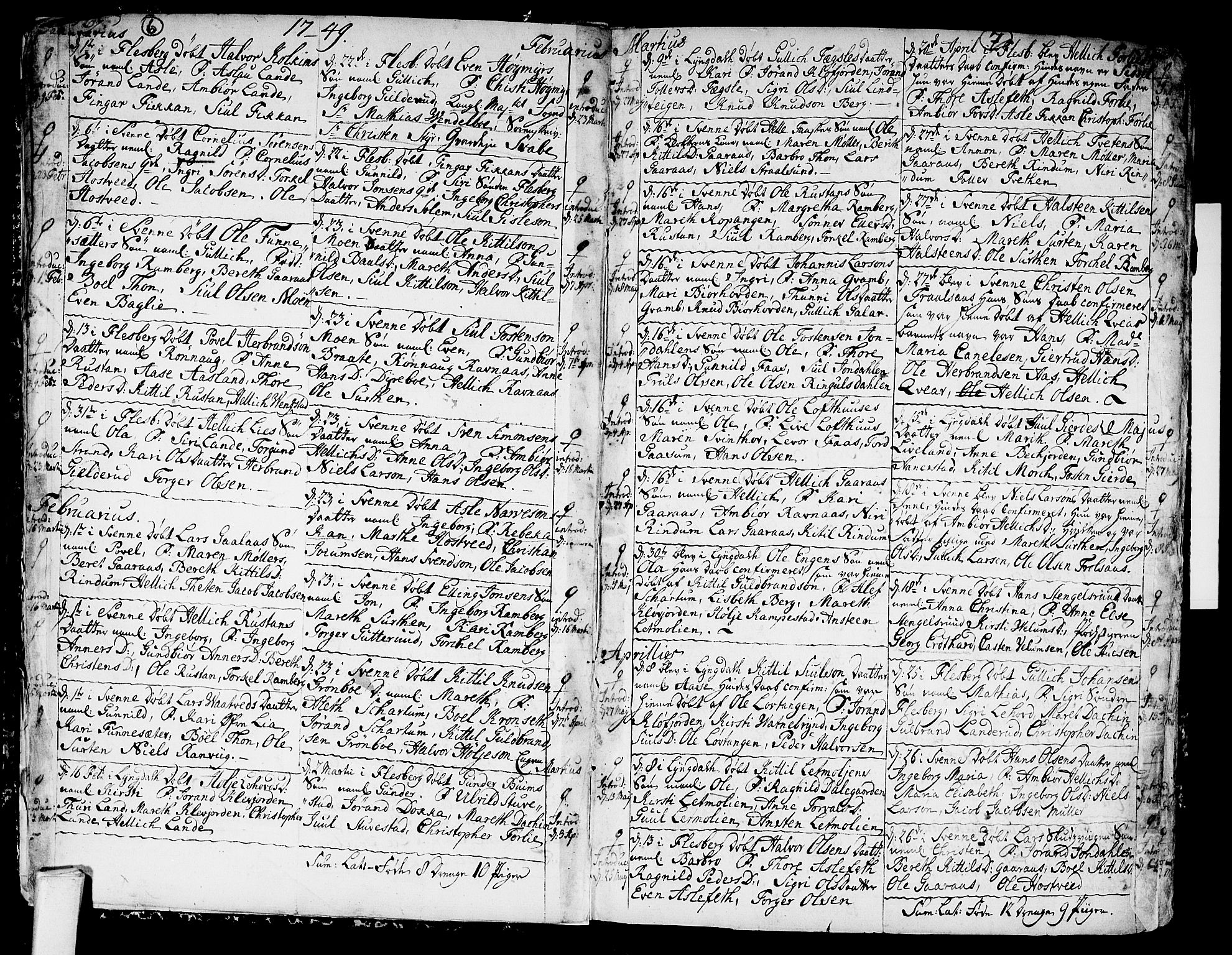 Flesberg kirkebøker, AV/SAKO-A-18/F/Fa/L0003: Parish register (official) no. I 3, 1748-1790, p. 6-7