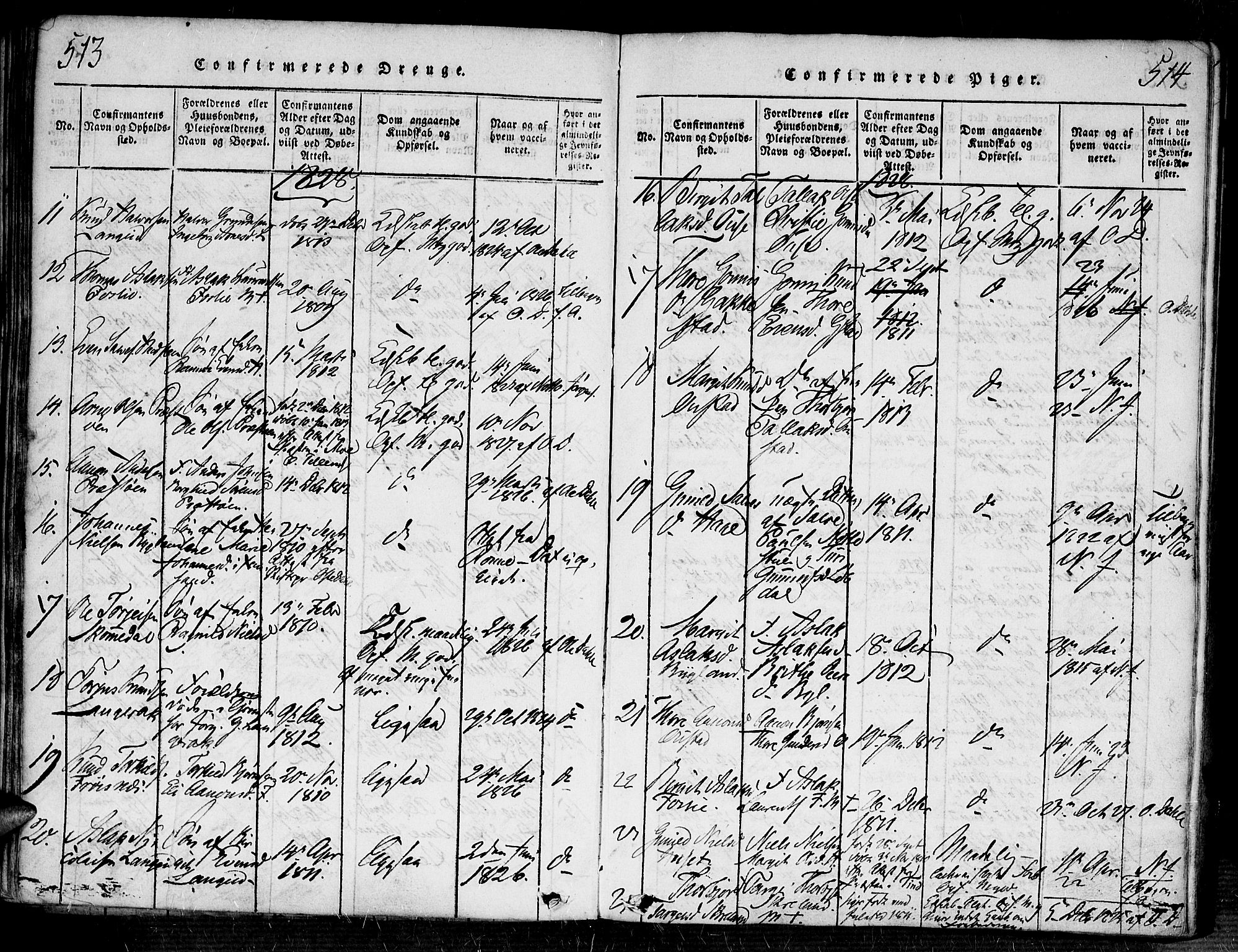 Bygland sokneprestkontor, AV/SAK-1111-0006/F/Fa/Fab/L0003: Parish register (official) no. A 3, 1816-1841, p. 513-514