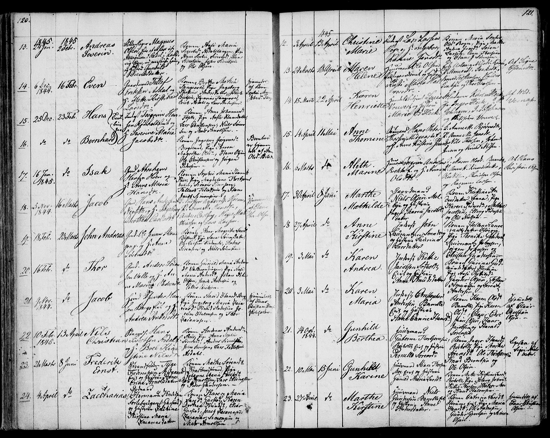 Bamble kirkebøker, SAKO/A-253/F/Fa/L0004: Parish register (official) no. I 4, 1834-1853, p. 120-121