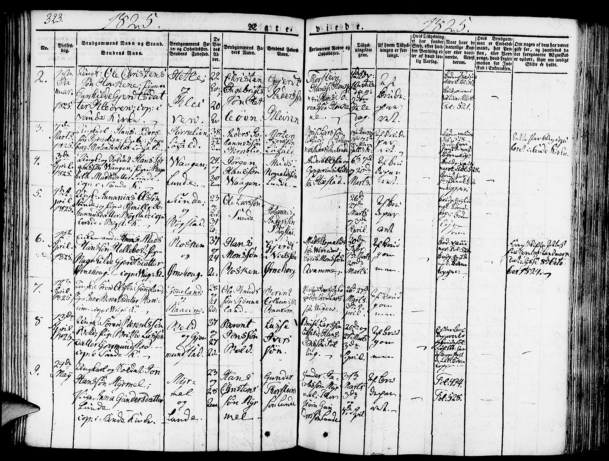 Gaular sokneprestembete, SAB/A-80001/H/Haa: Parish register (official) no. A 3, 1821-1840, p. 323