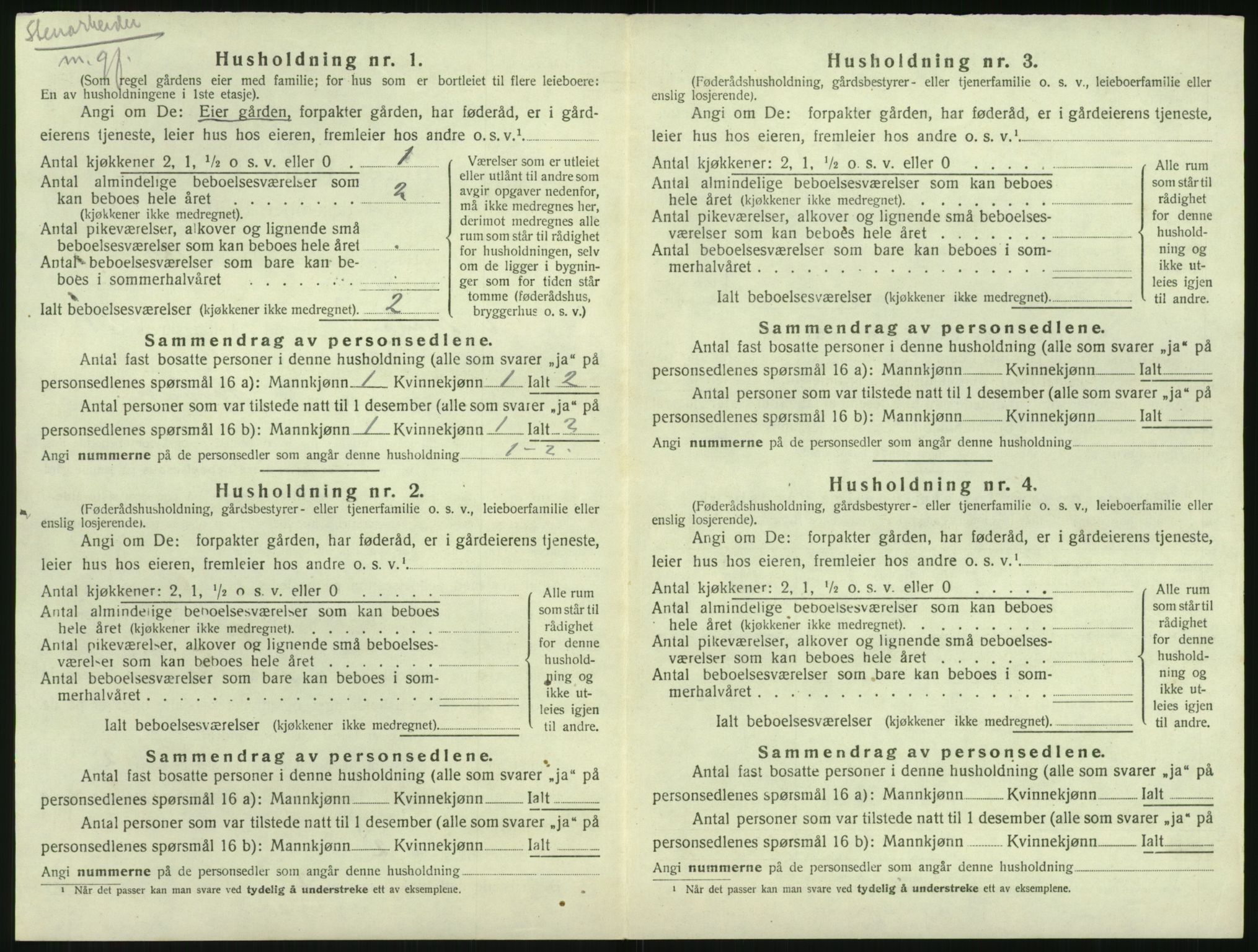 SAK, 1920 census for Vestre Moland, 1920, p. 302