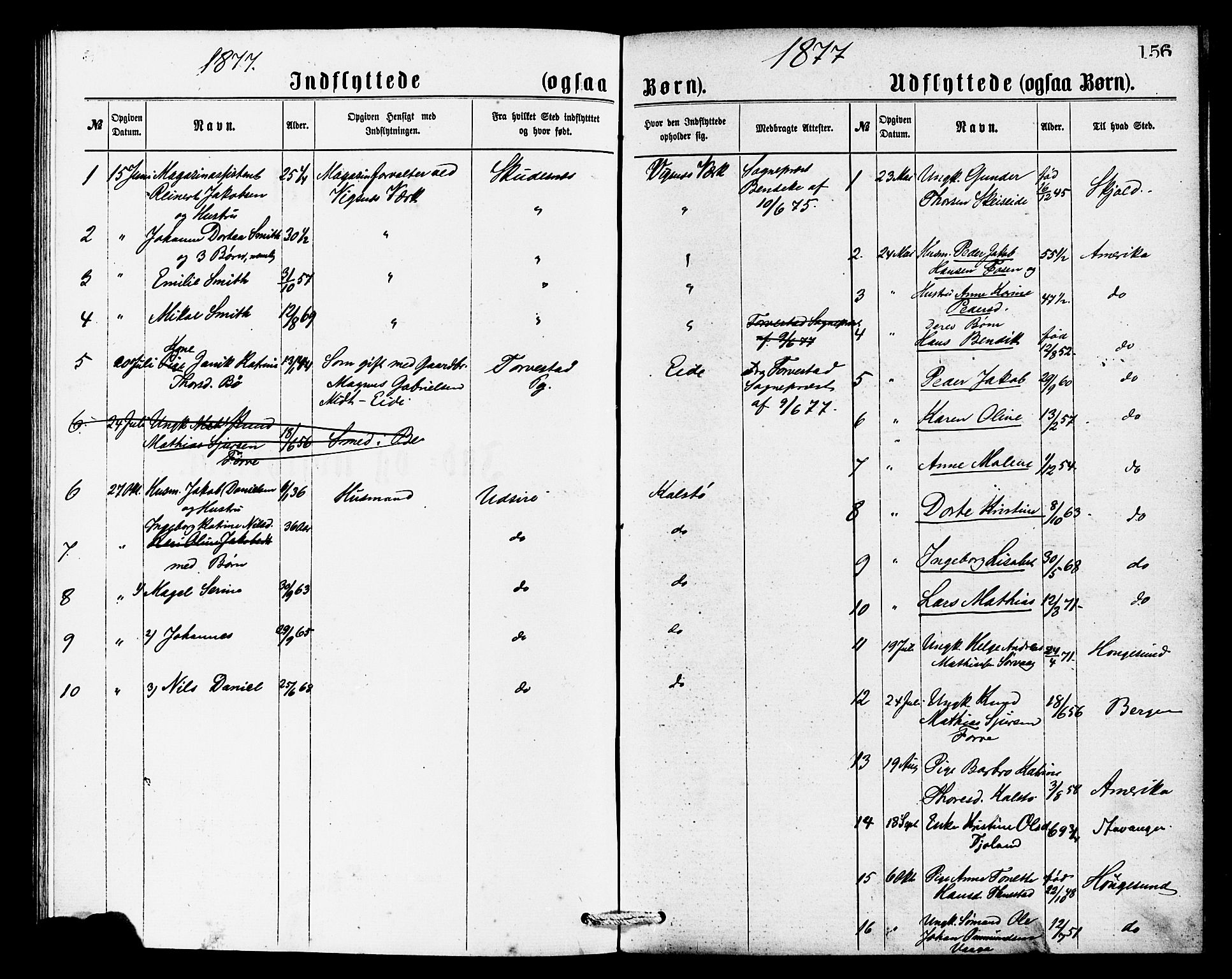 Avaldsnes sokneprestkontor, SAST/A -101851/H/Ha/Haa/L0013: Parish register (official) no. A 13, 1876-1879, p. 156