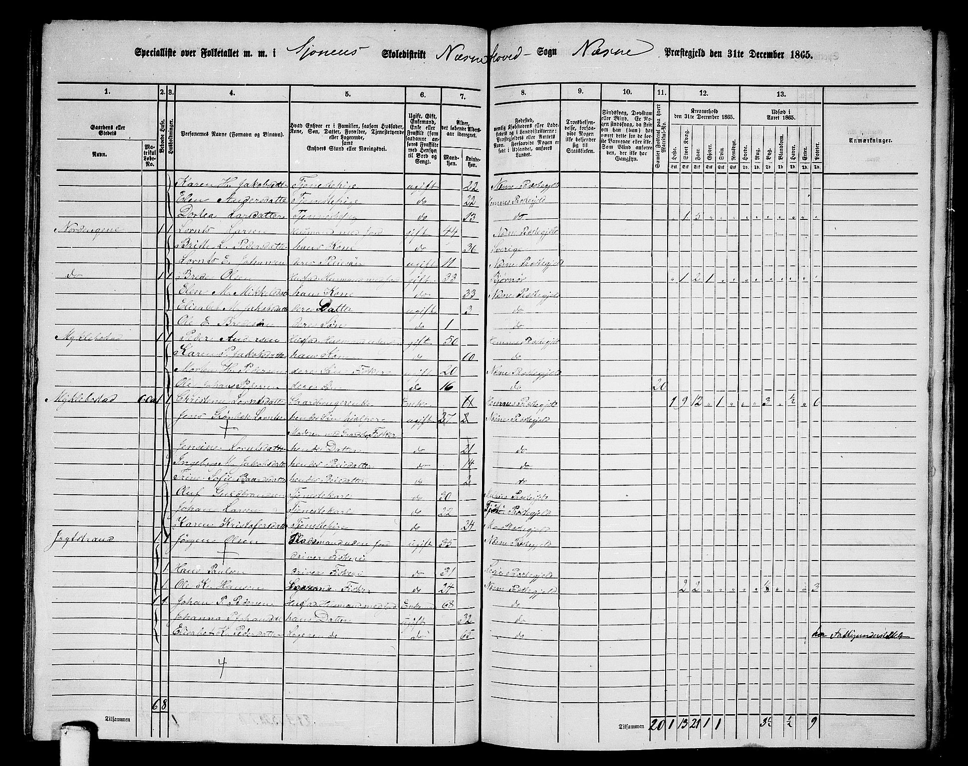 RA, 1865 census for Nesna, 1865, p. 118