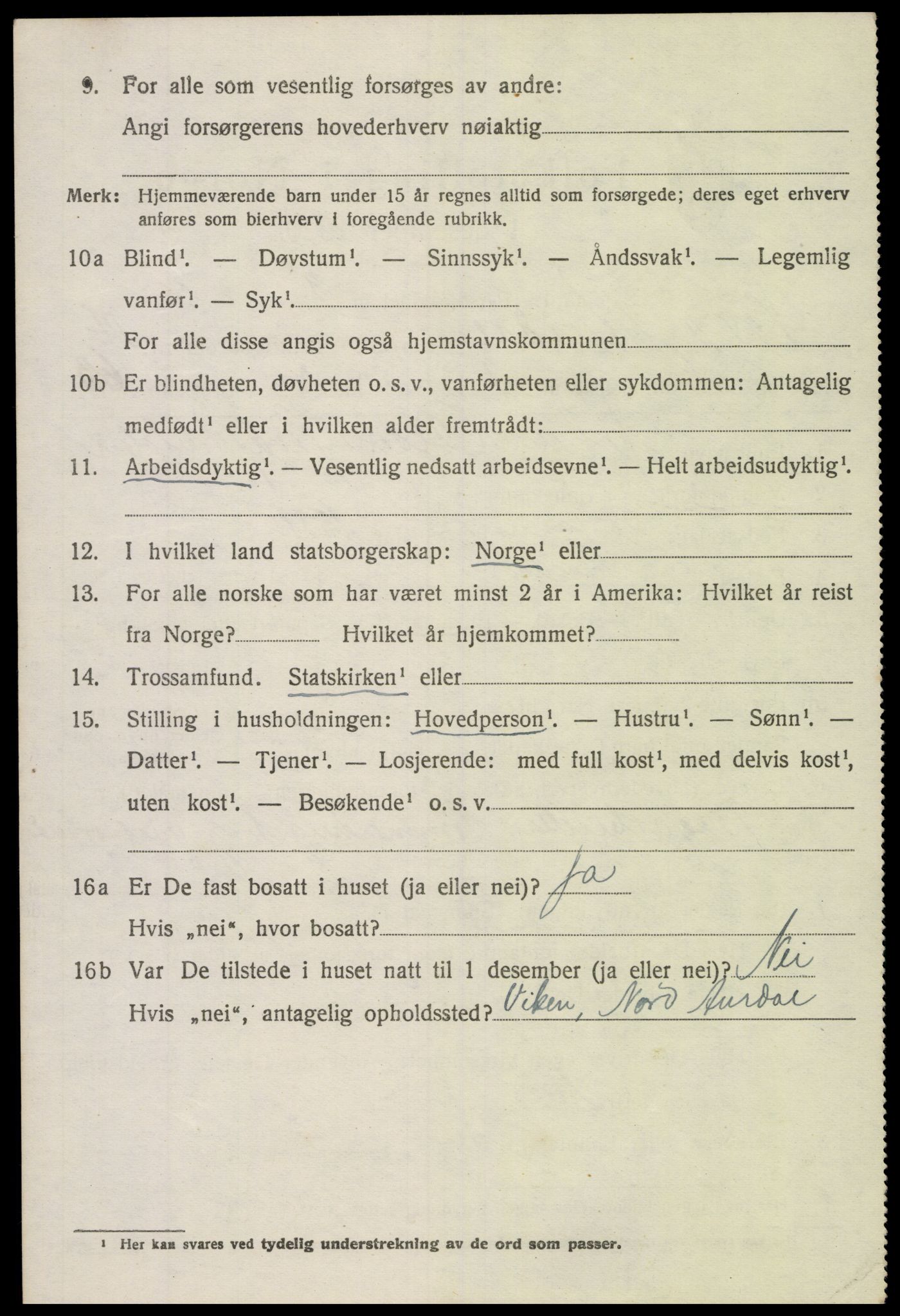 SAH, 1920 census for Nord-Aurdal, 1920, p. 10989