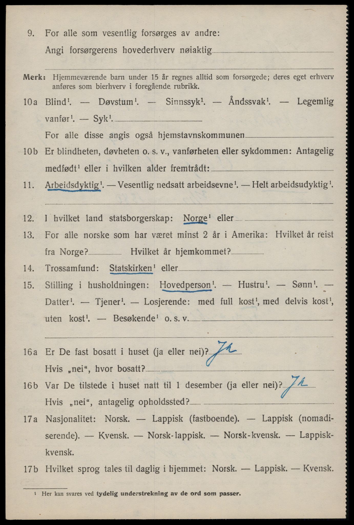 SAT, 1920 census for Moskenes, 1920, p. 1749