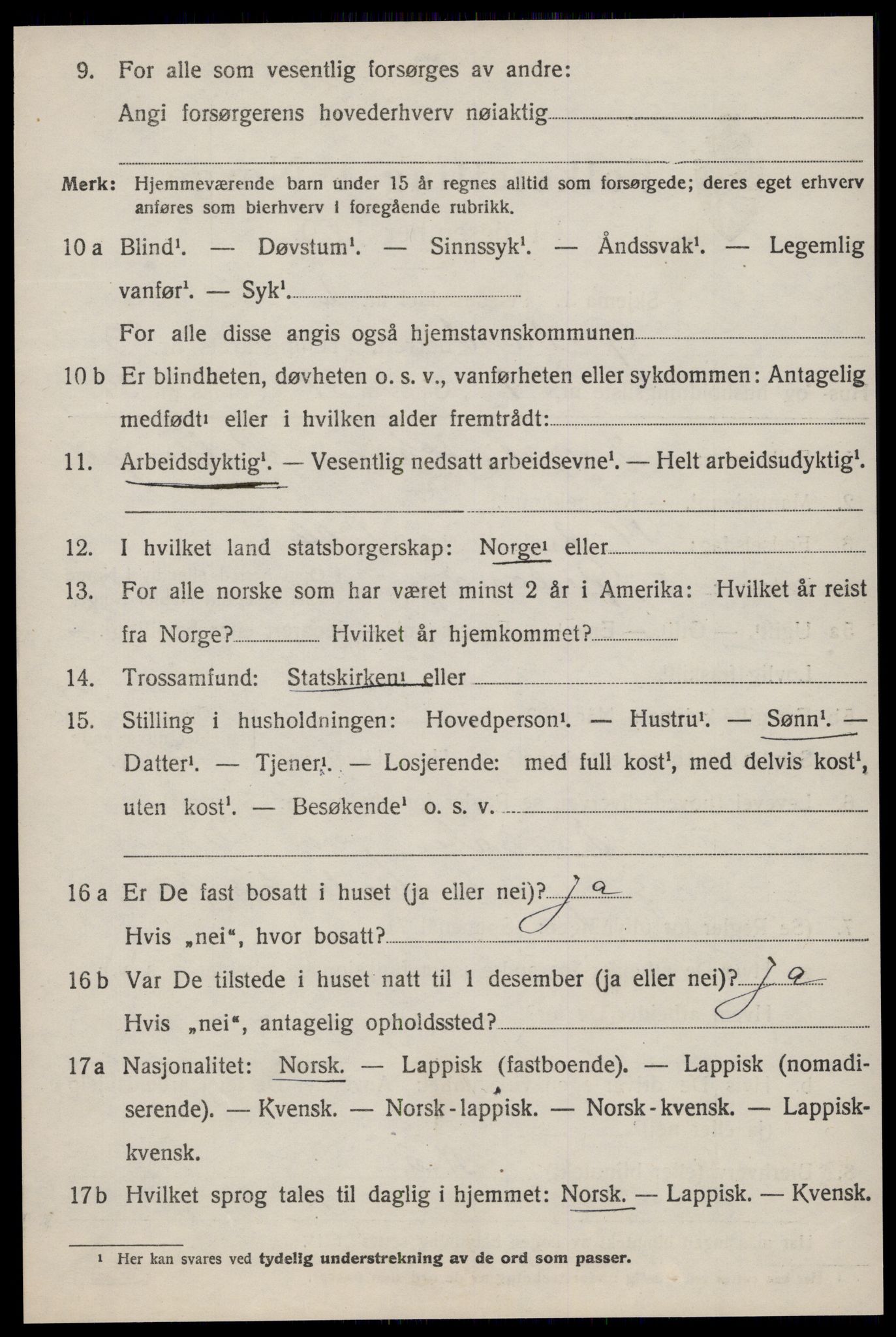 SAT, 1920 census for Ørland, 1920, p. 7846