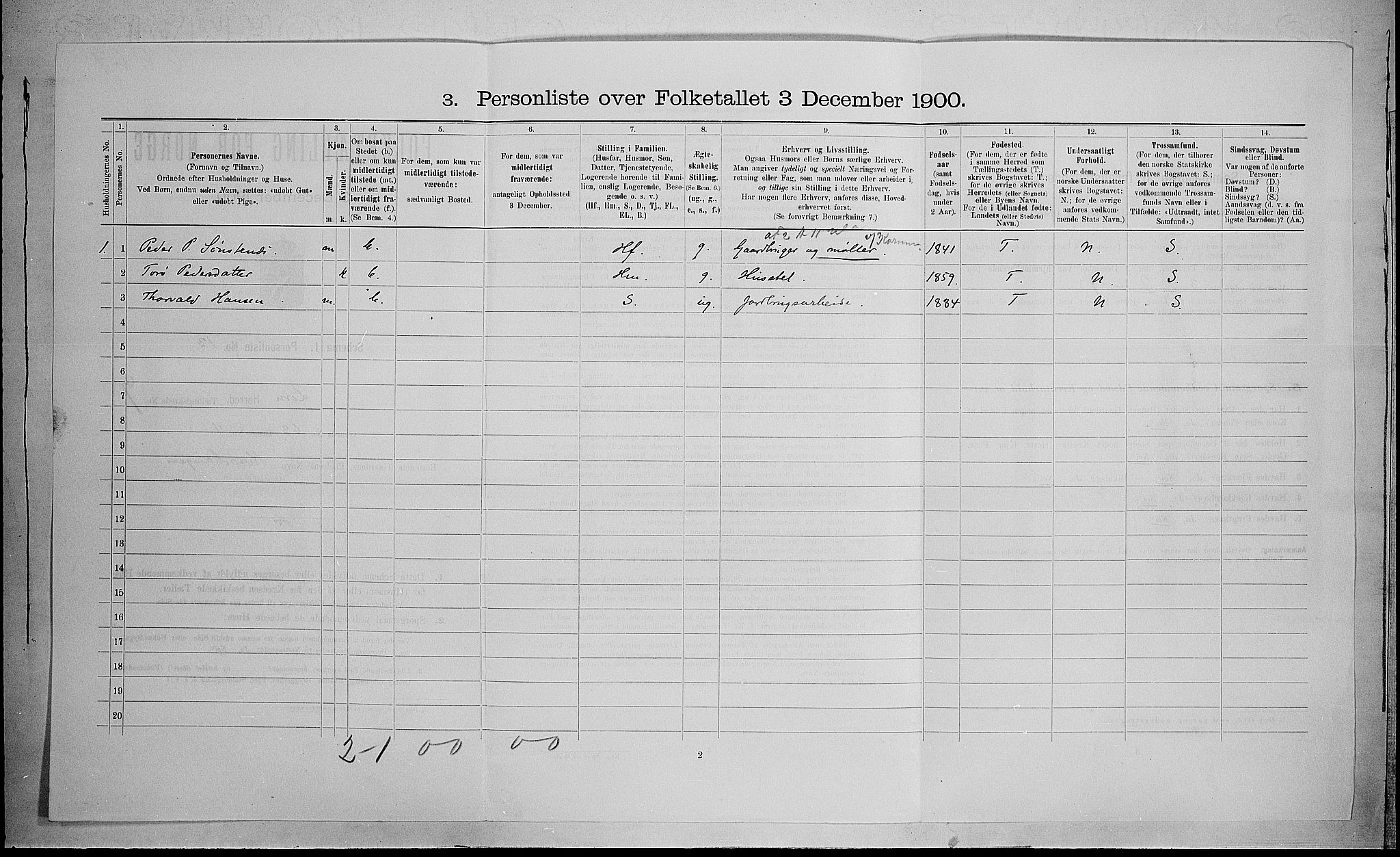 SAH, 1900 census for Lom, 1900, p. 624