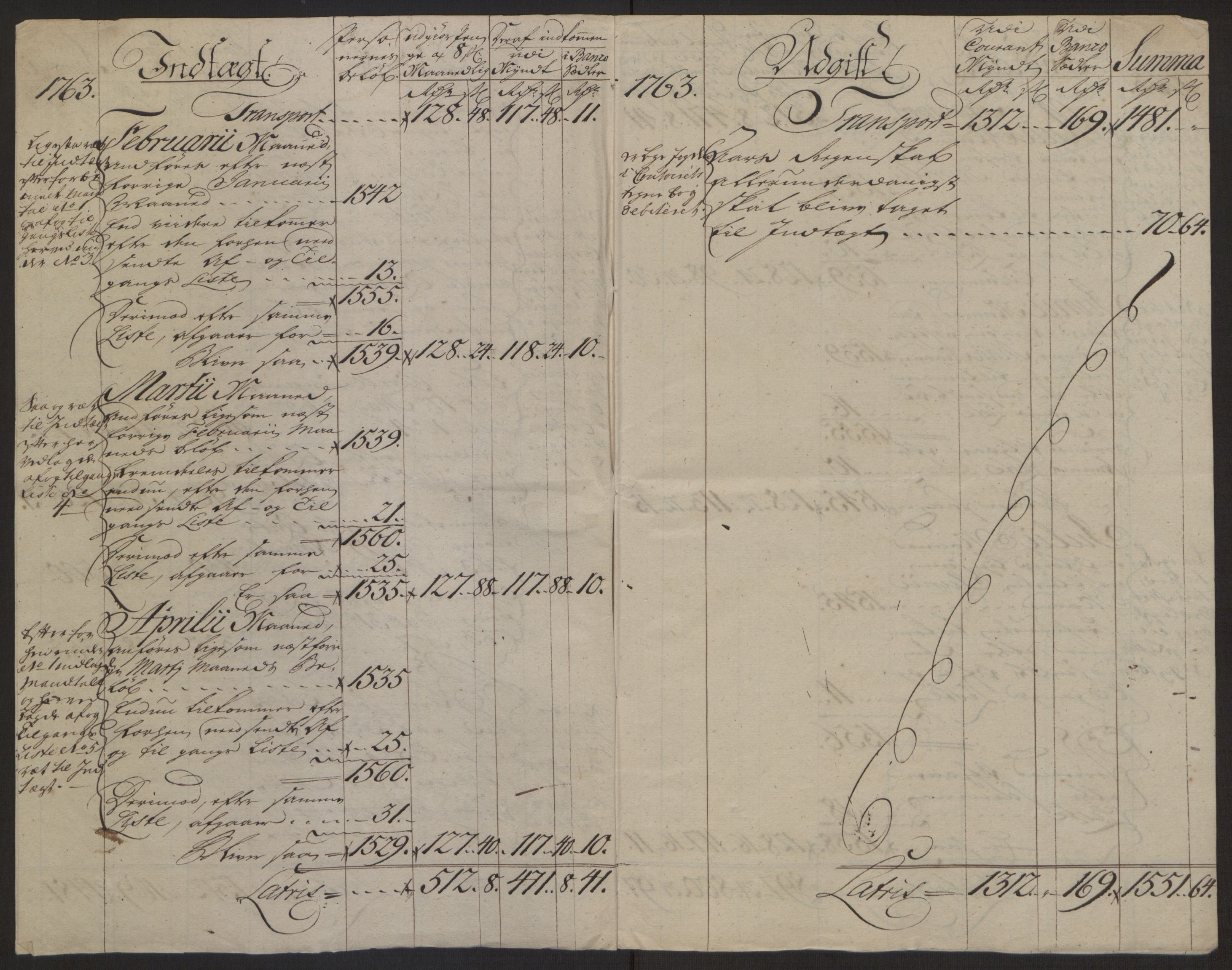 Rentekammeret inntil 1814, Reviderte regnskaper, Byregnskaper, AV/RA-EA-4066/R/Rg/L0144/0001: [G4] Kontribusjonsregnskap / Ekstraskatt, 1762-1767, p. 70