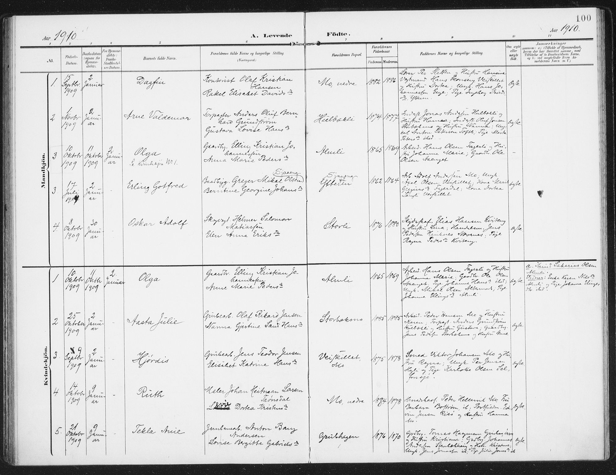 Ministerialprotokoller, klokkerbøker og fødselsregistre - Nordland, SAT/A-1459/827/L0402: Parish register (official) no. 827A14, 1903-1912, p. 100